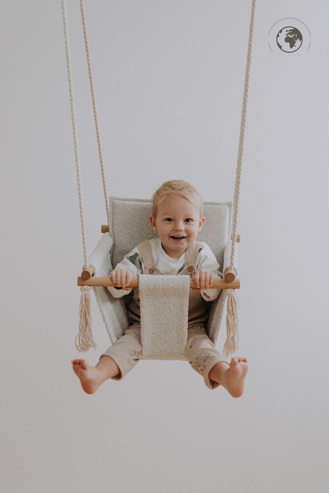 Nofi Kids HopOn indoor children's swings handmade in Tartu, Estonia - in Stone Grey, Pearl White, Night Grey and Sand Nordic palettes at Sostter
