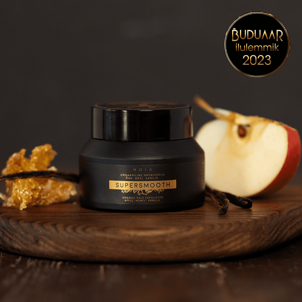 Hoia Homespa Estonian natural skincare handmade on Saaremaa island by Triinu Karolin - Kleopatra hyaluronic elixir, Bon Appetit bakuchiol serum at Sostter