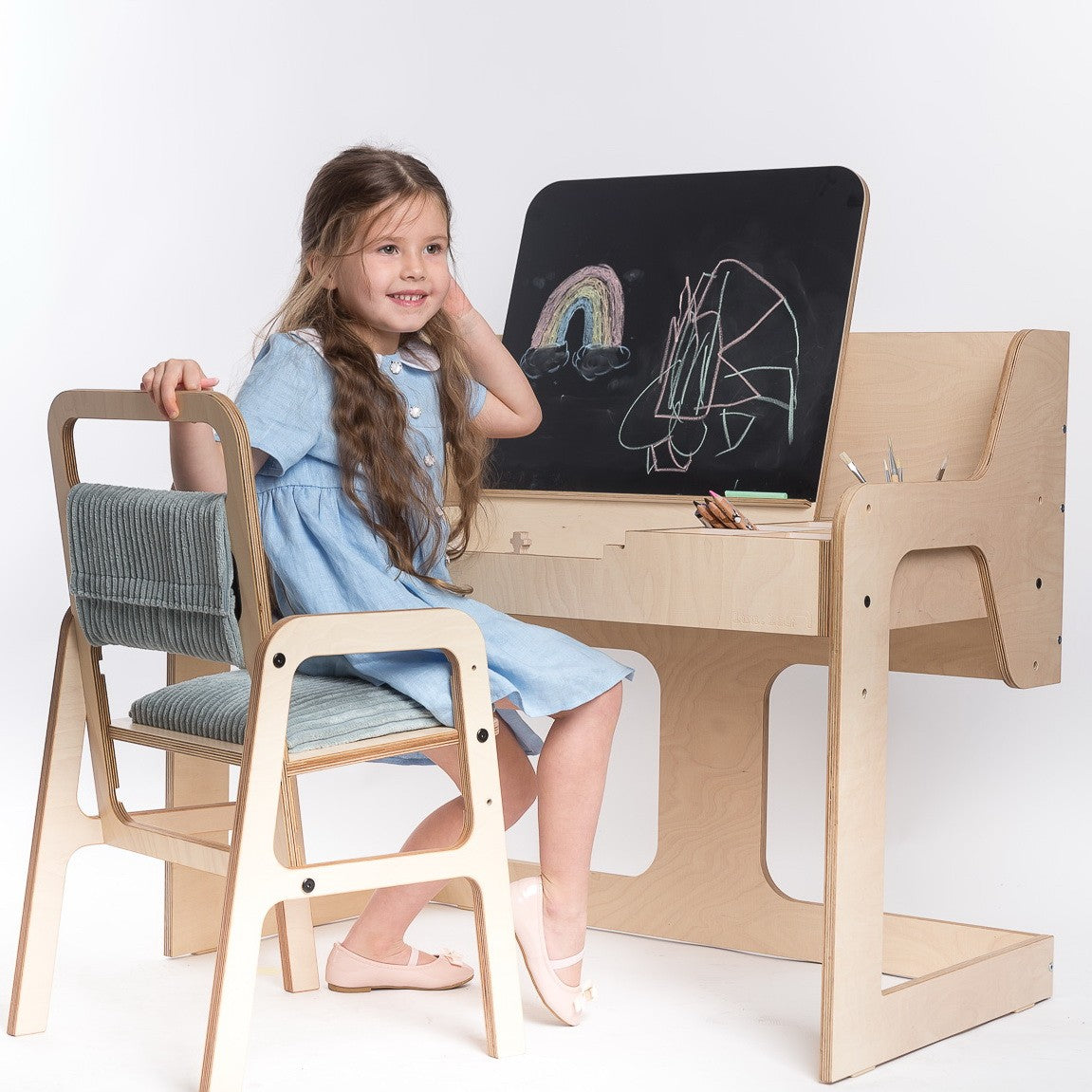 Luula Latvian Montessori-inspired children's furniture in certified Baltic birch plywood - adjustable art tables, Pikler climbers and Arch-Rockers at Sostter