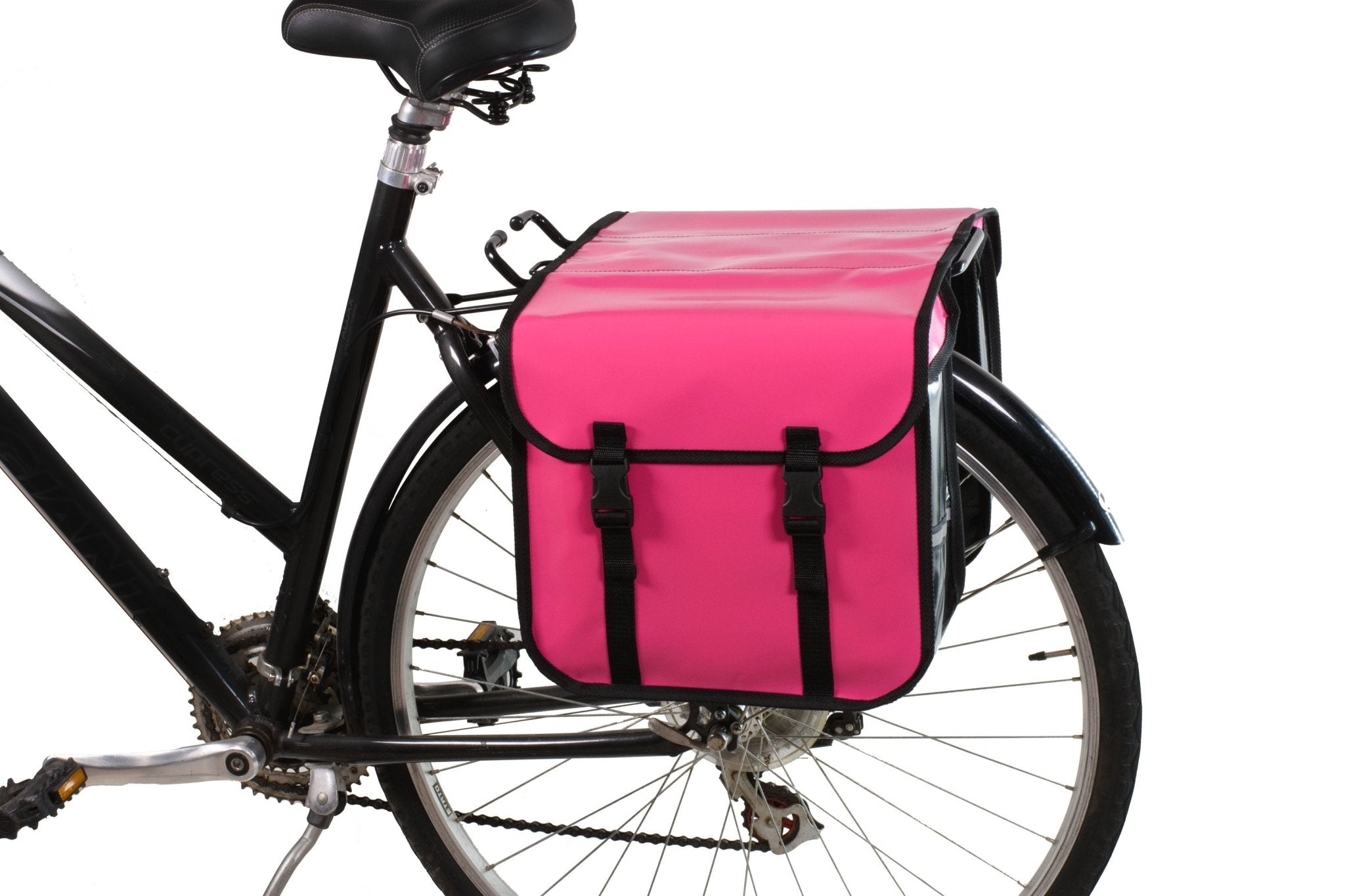 BikyBag colourful European waterproof tarpaulin bicycle panniers designed by cyclists for everyday riding at Sostter