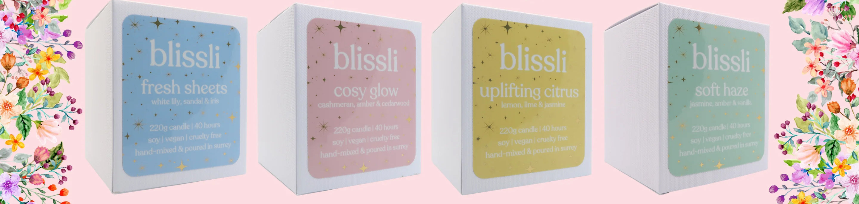 Blissli small-batch UK vegan soy candles and wax melts hand-poured by founder Amy - cruelty-free, plastic-free, eco-conscious home fragrance at Sostter
