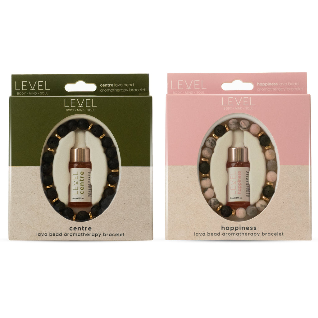 Lava Bead Aromatherapy Bracelet Set Centre and Happiness