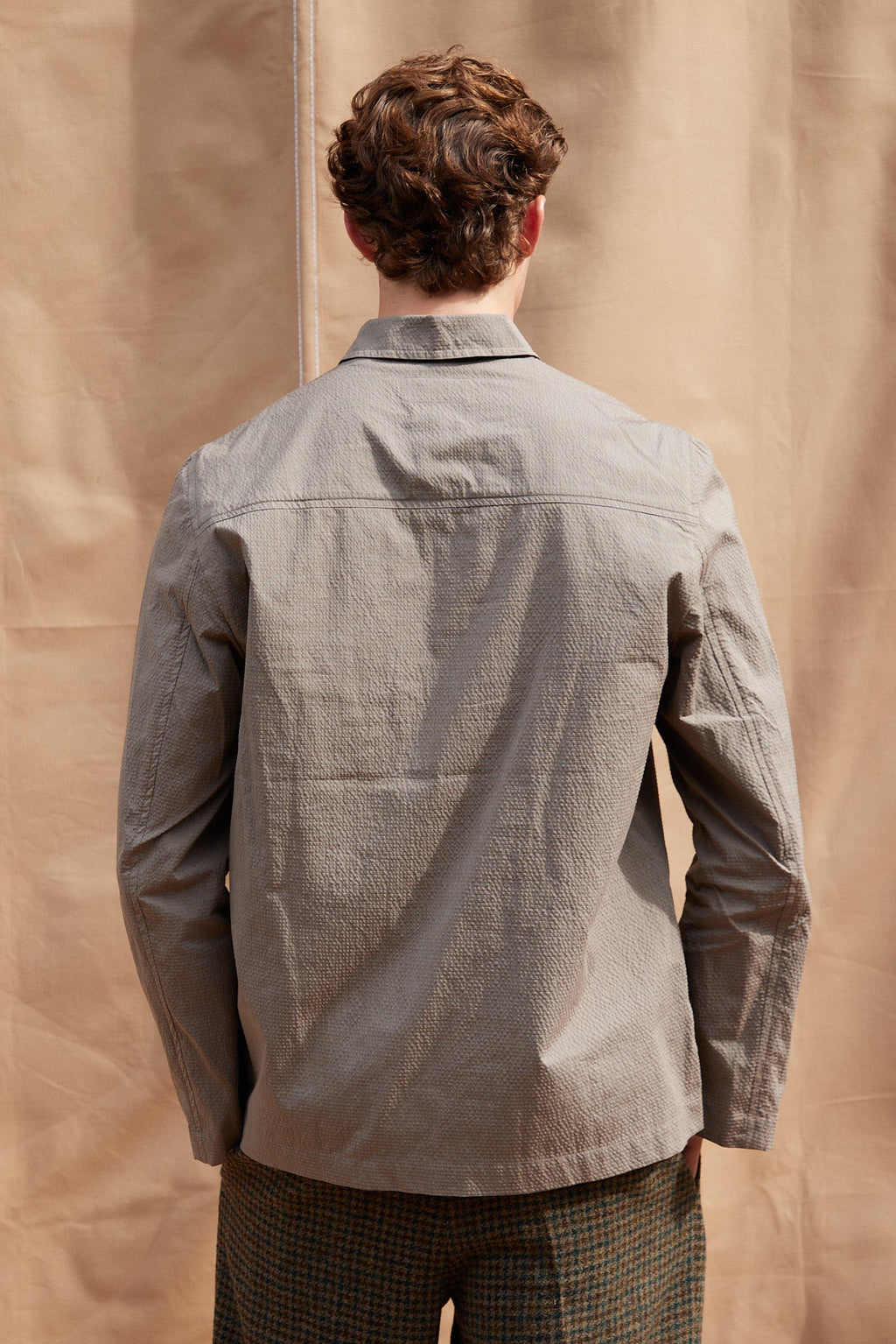 Textured Shirt Jacket in Natural
