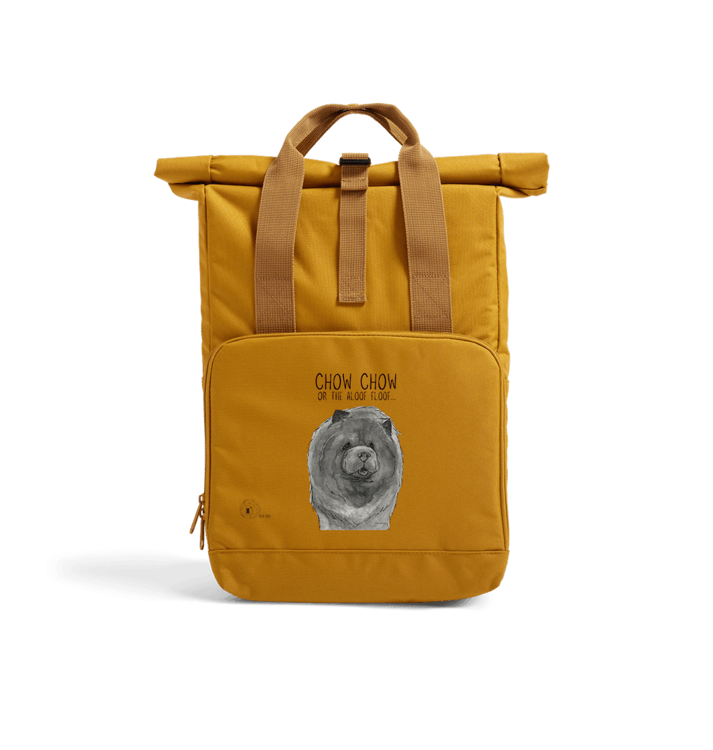 Blue Chow Chow Aloof Floof Roll Top Backpack