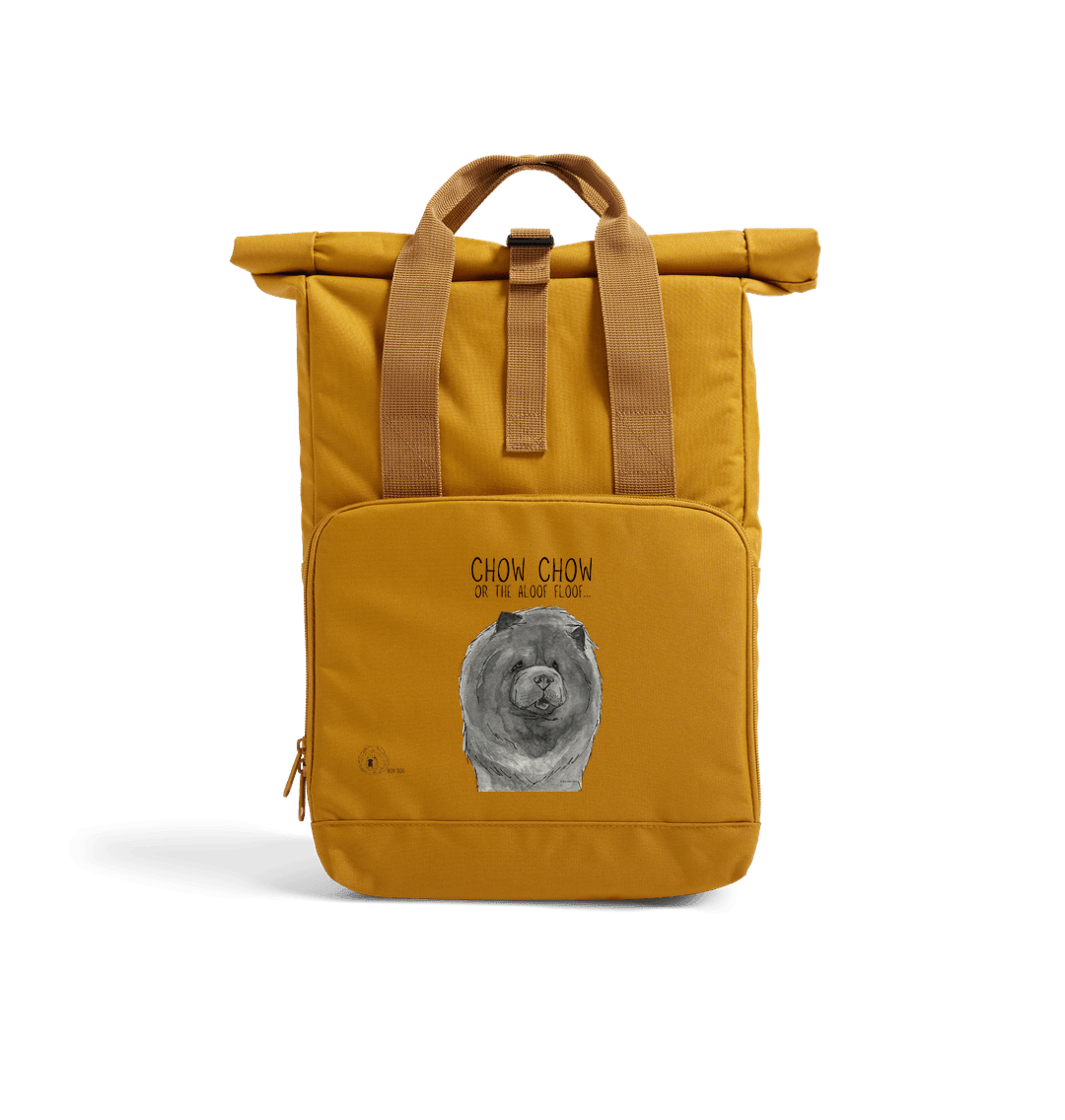 Blue Chow Chow Aloof Floof Roll Top Backpack
