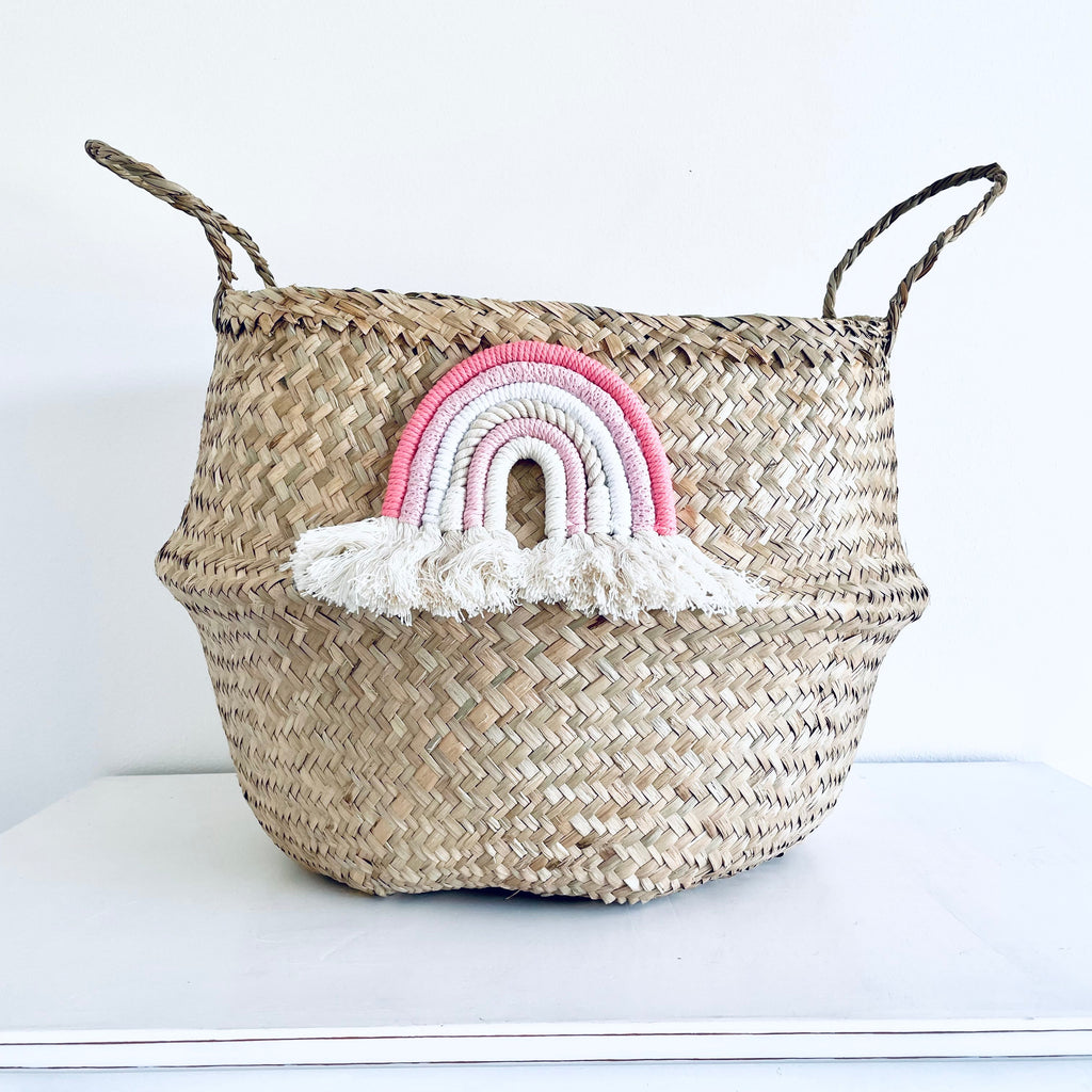 Pastel macrame rainbow basket - Extra Large