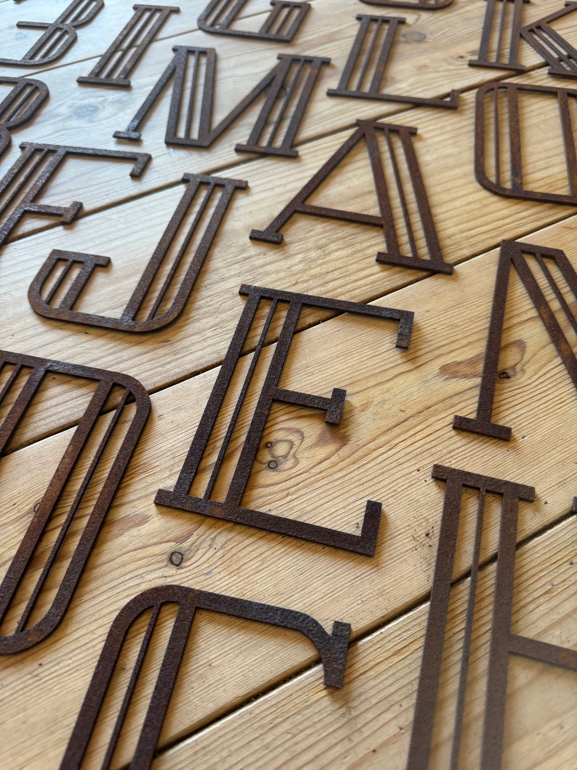 Rusty Metal Art Deco Lettering A-Z 0-9 in 5 inch or 12 inch