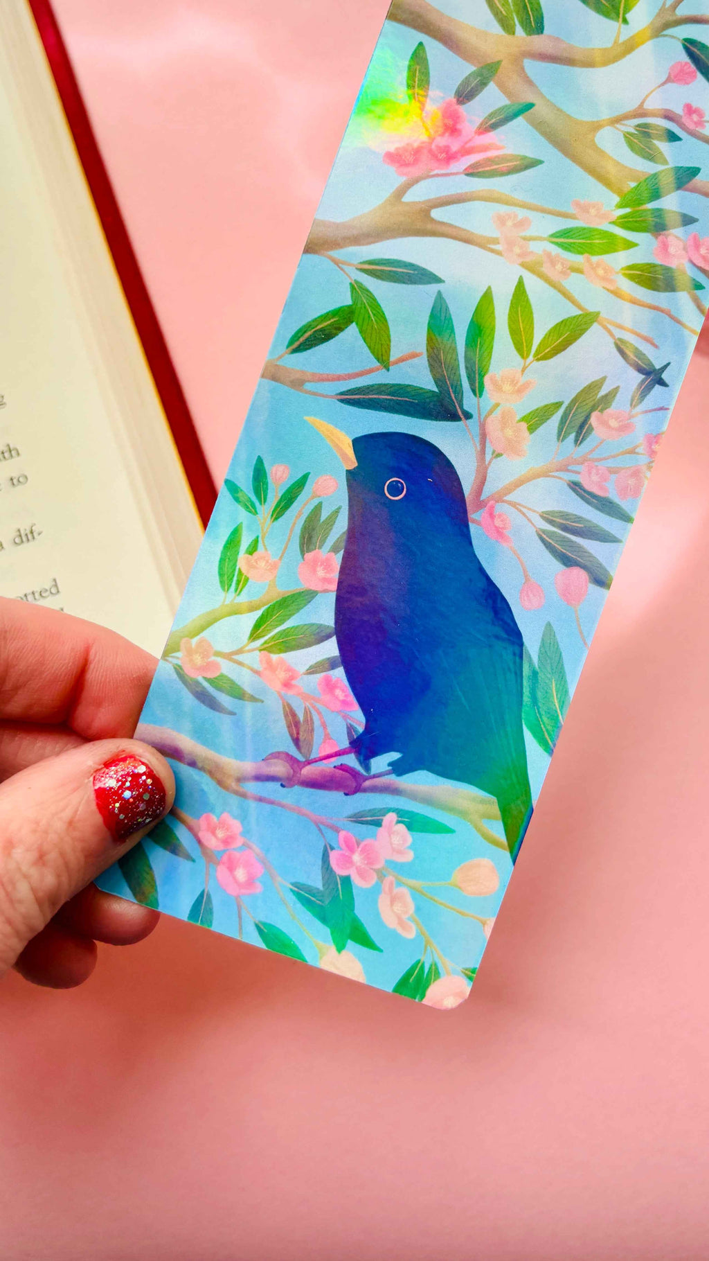 Handmade Holographic Blackbird Bookmark