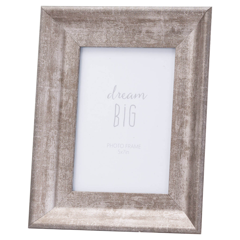 Convex matt silver photo frame with distressed finish, solid wood, 5x7 size, elegant home decor accent by Sostter at brixbailey.com