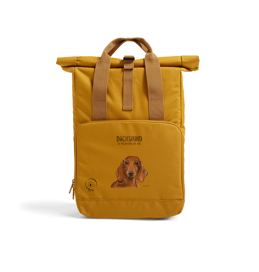 Dachshund Roll Top Backpack Small Dog Big Adventure