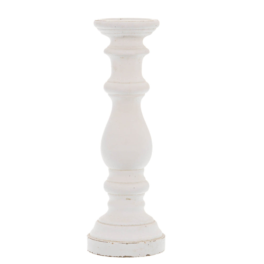 Minimalist white ceramic column decor, 45cm tall, with clean architectural lines and matte finish for modern interiors by RoomLondon at brixbailey.com