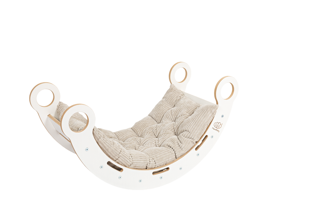 White Wooden Dream Rocker with Pillow and Slide - Large