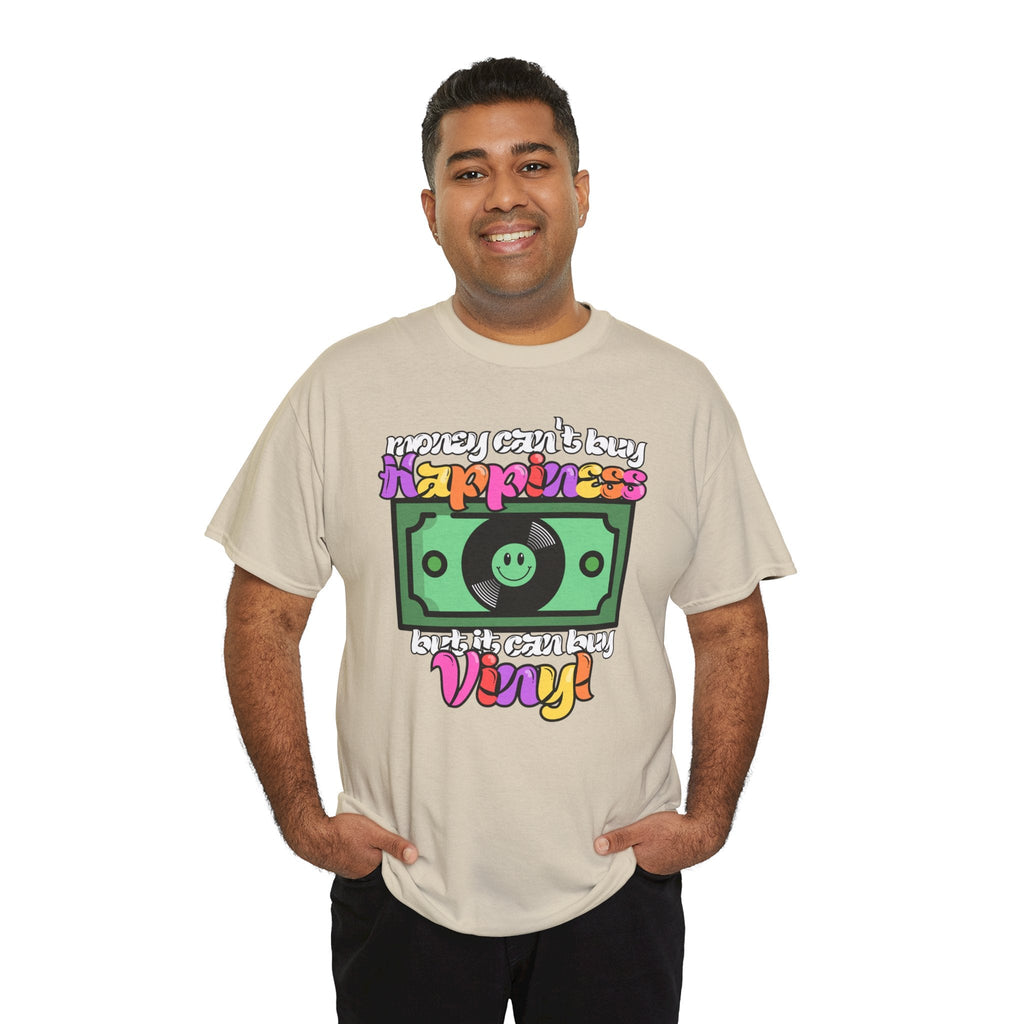 Money Can't Buy Happiness Men's Vinyl Record T-Shirt