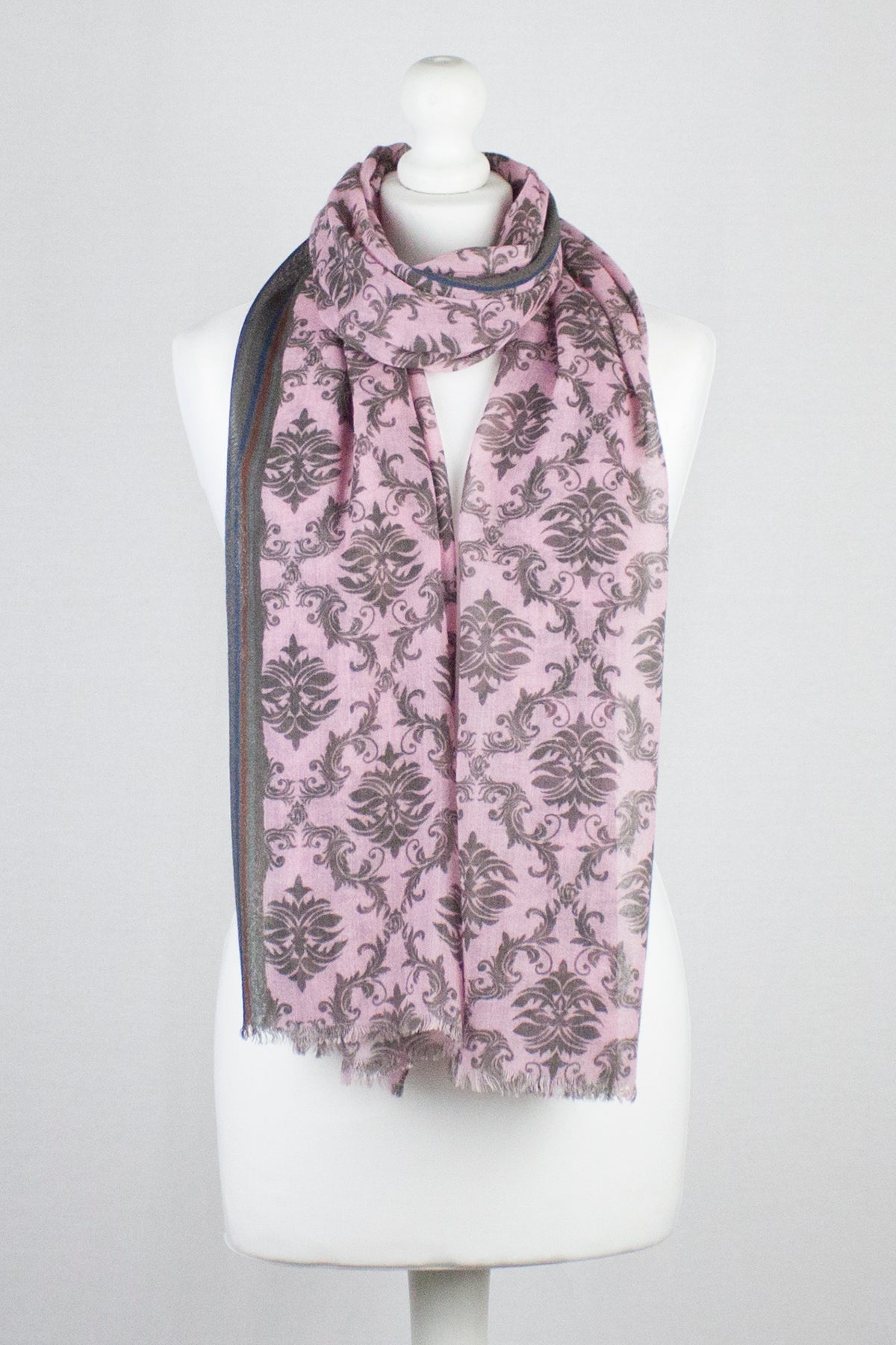 Arabian Tile Print Merino Wool Scarf in Rose Pink