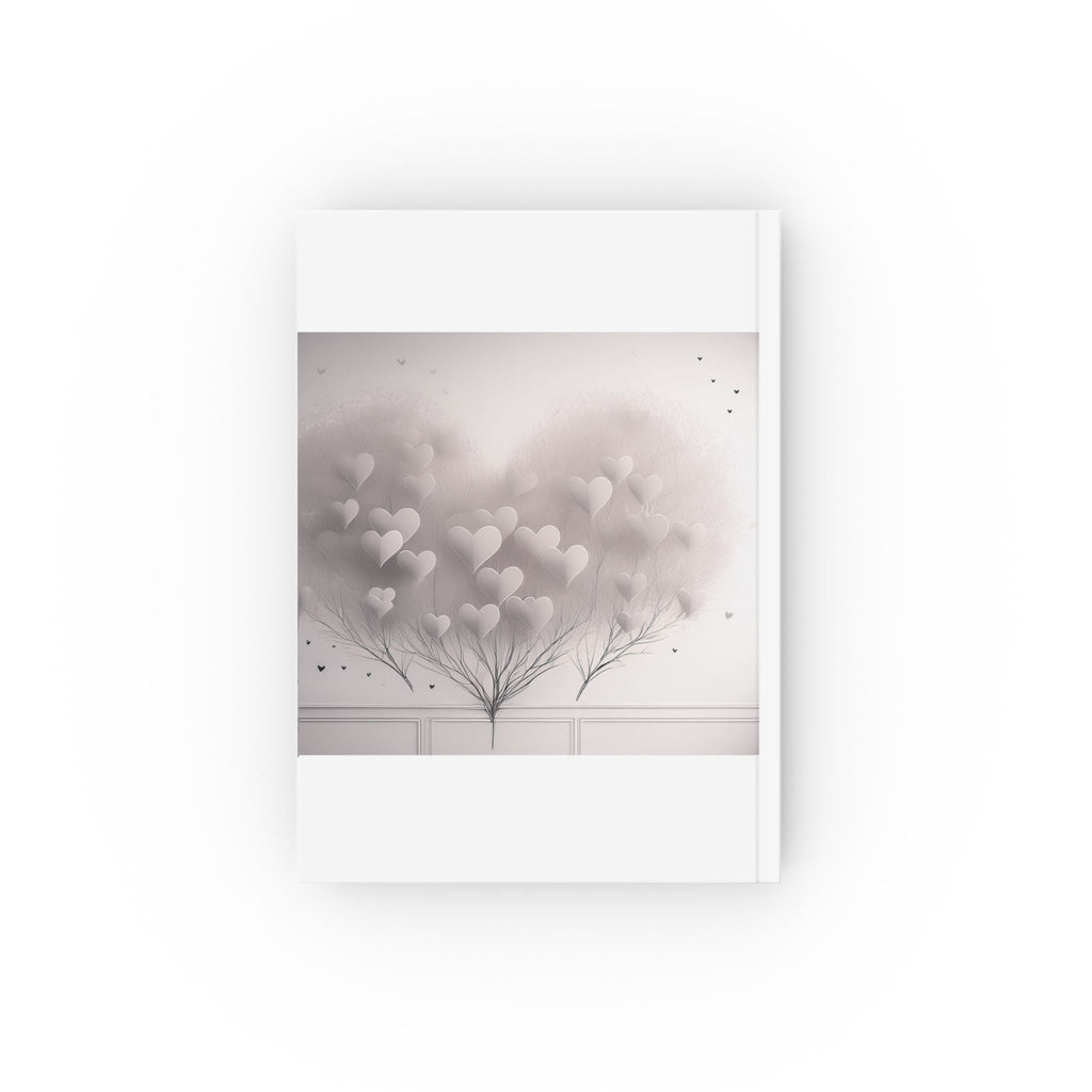 A5 Hardcover Journal with Whimsical Hearts Design in Muted Colours