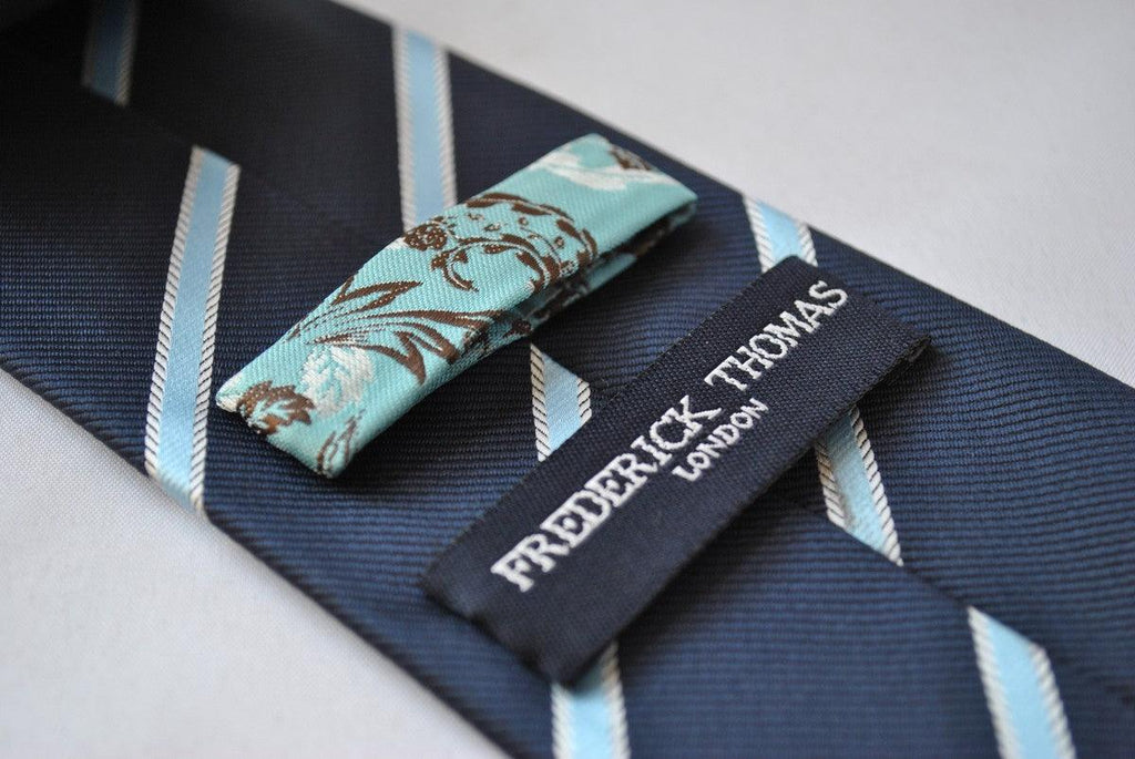 Navy and Light Blue Ribbon Stripe Tie