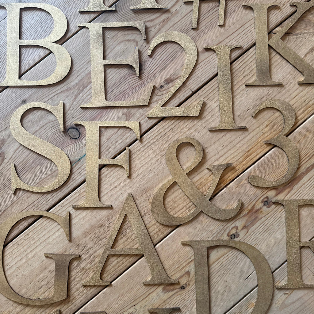 Distressed Gold Metal Letters A-Z 0-9 in 5 inch or 12 inch
