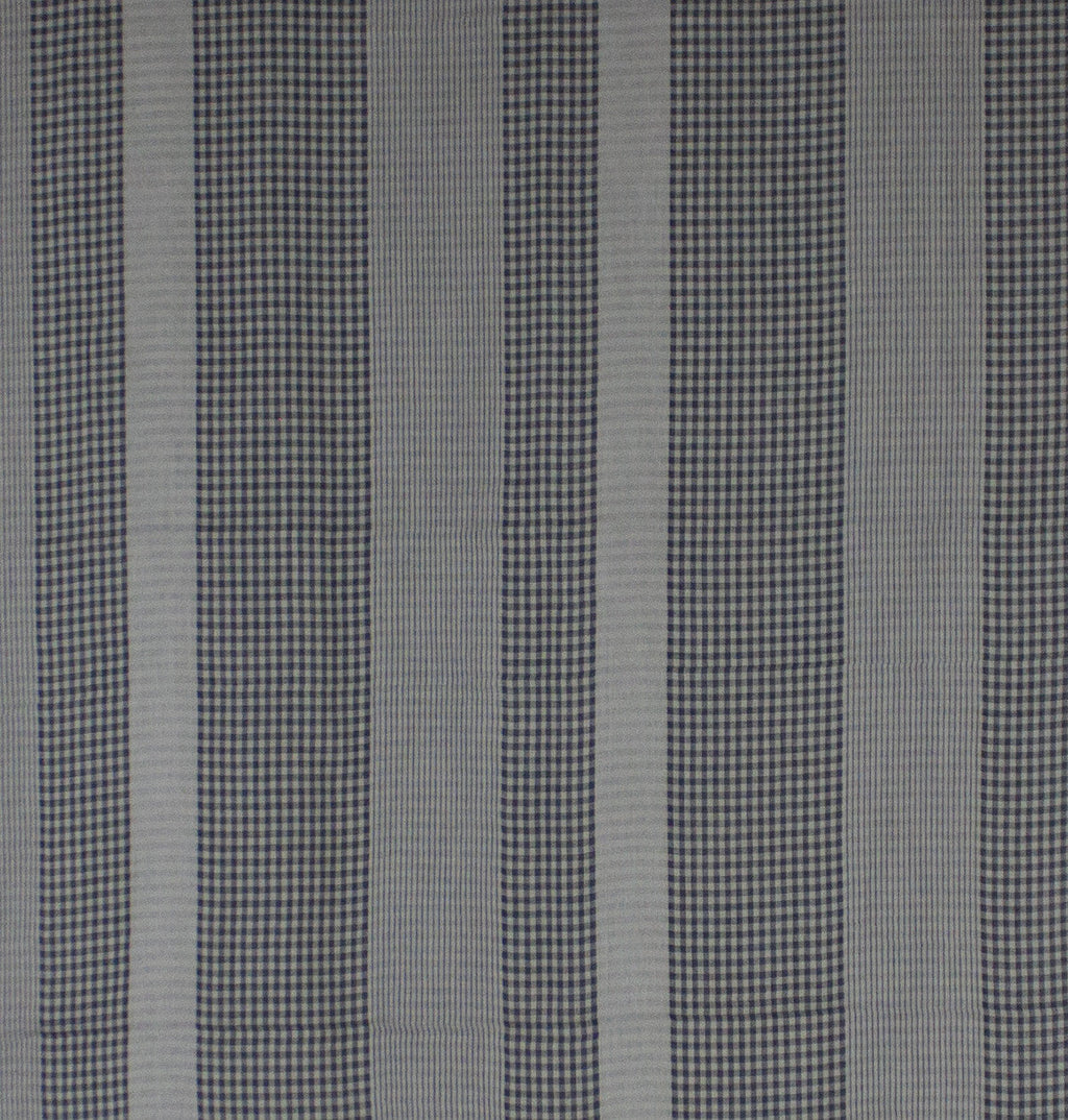 Checks and Stripes Cotton Scarf in Cement Black