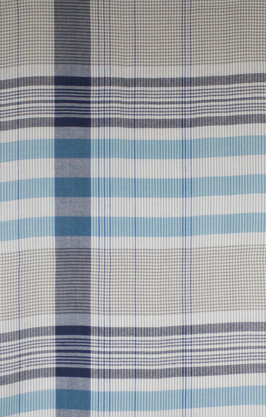 Checks and Stripes Textured Weave Viscose Scarf in Blue Navy Beige