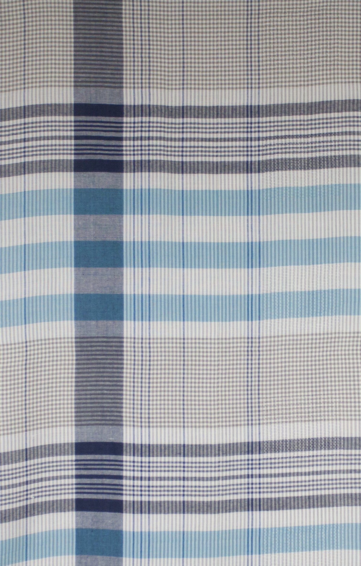 Checks and Stripes Textured Weave Viscose Scarf in Blue Navy Beige