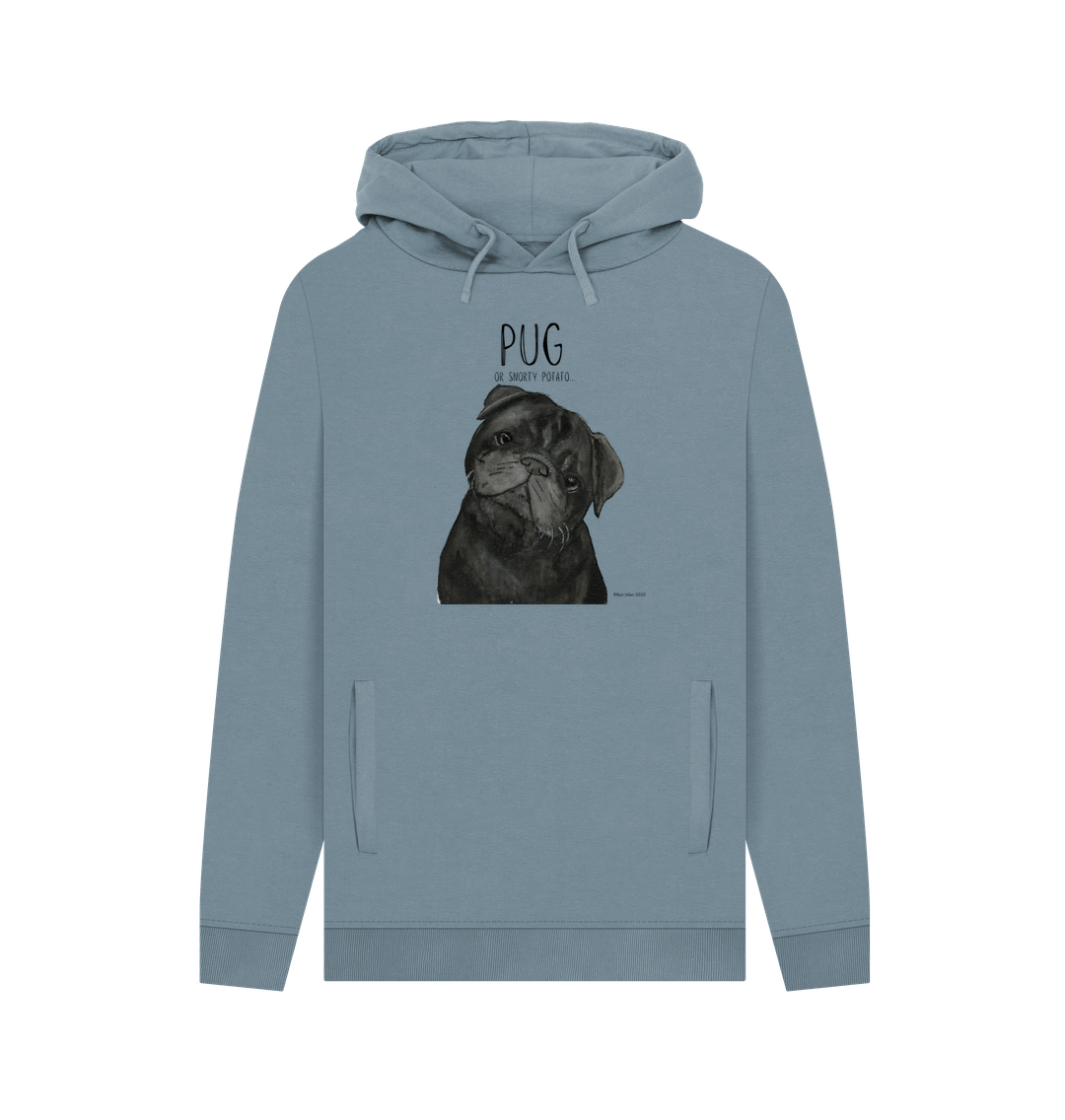 Snorty Potato Mens Hoodie Cozy Pug Vibes for Dog Lovers