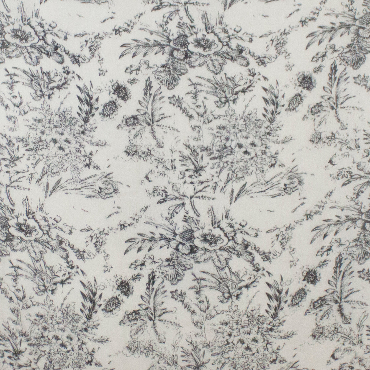Sketchy Floral Print Merino Wool Scarf in Off White