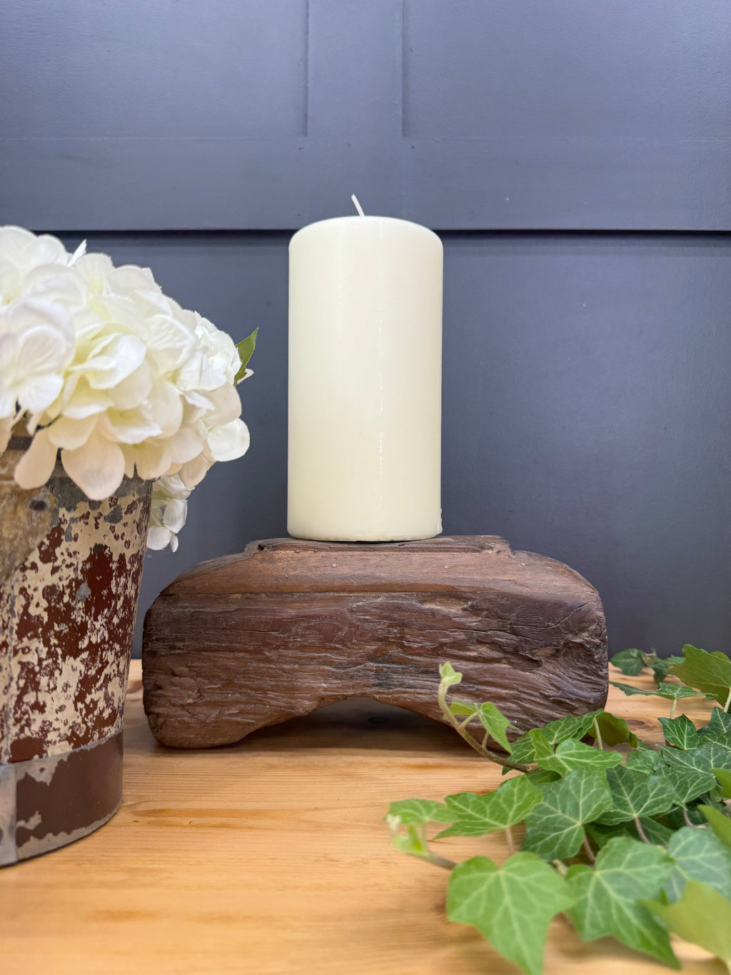 Rustic Wooden Candle Holder Reclaimed Farmhouse Decor