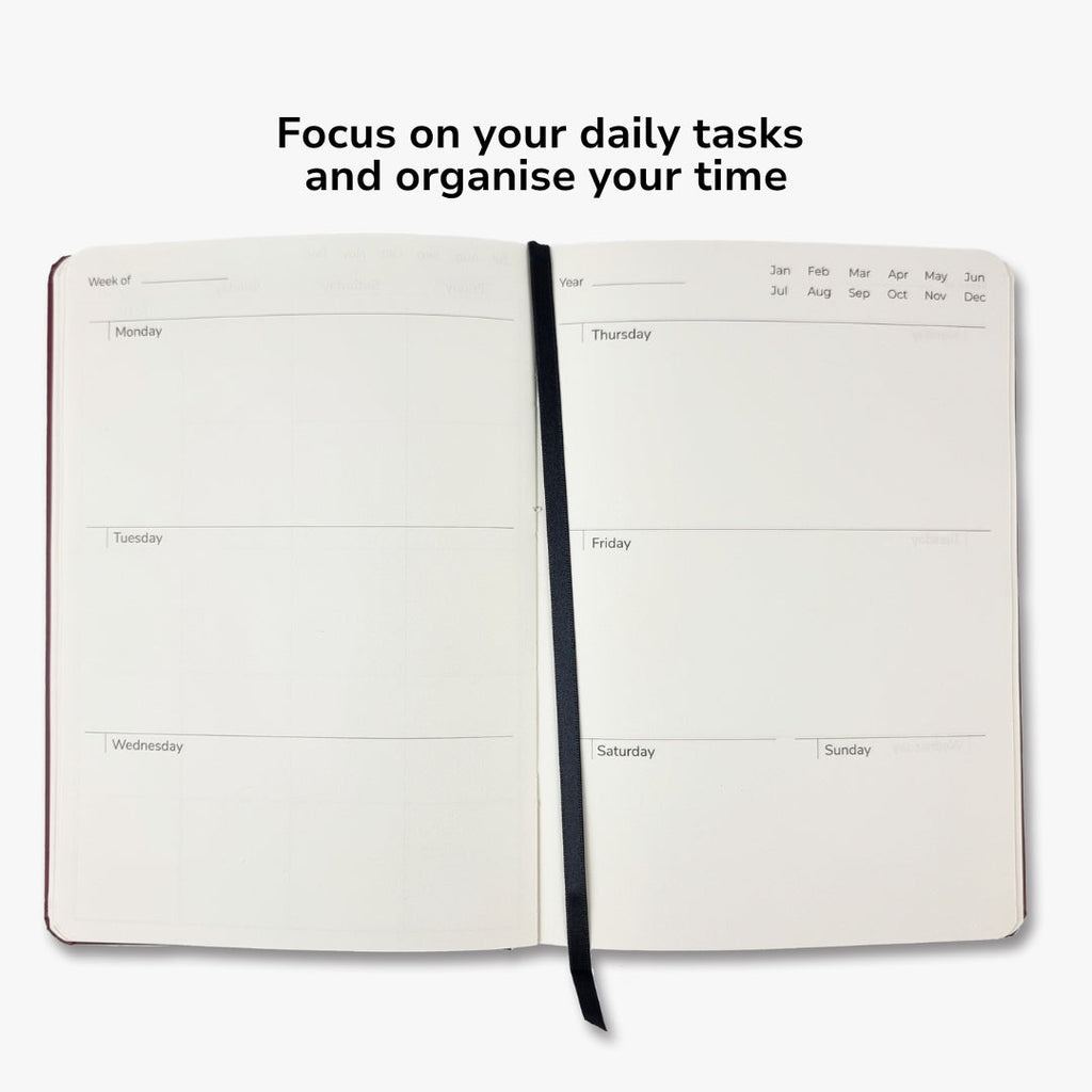 Undated Yearly Productivity Planner in Blue