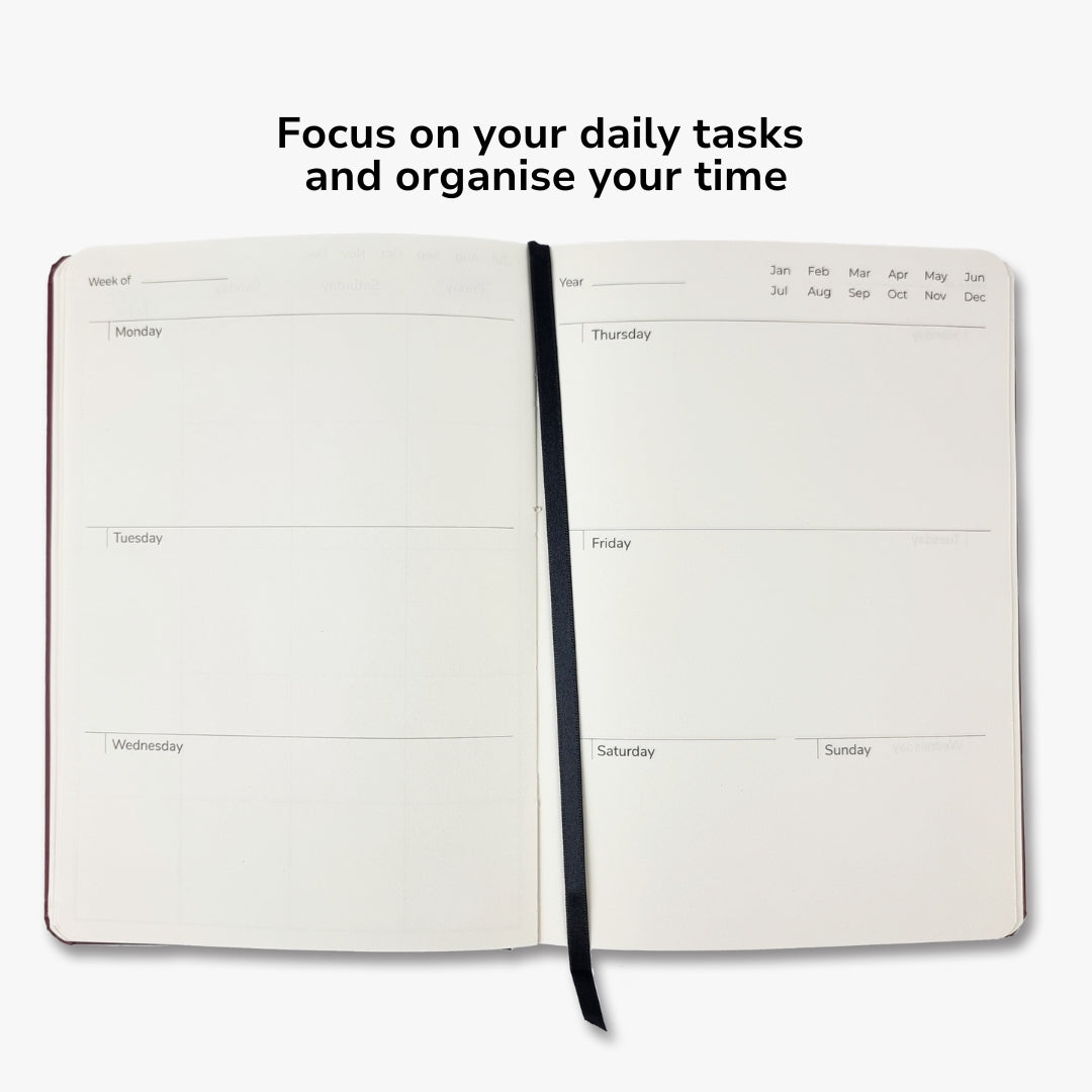 Undated Yearly Productivity Planner in Purple