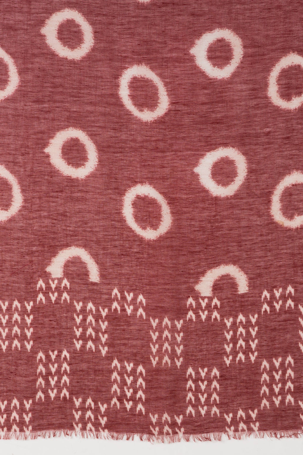 Terracotta Circle and Chevron Linen Cotton Scarf 70 x 180cm