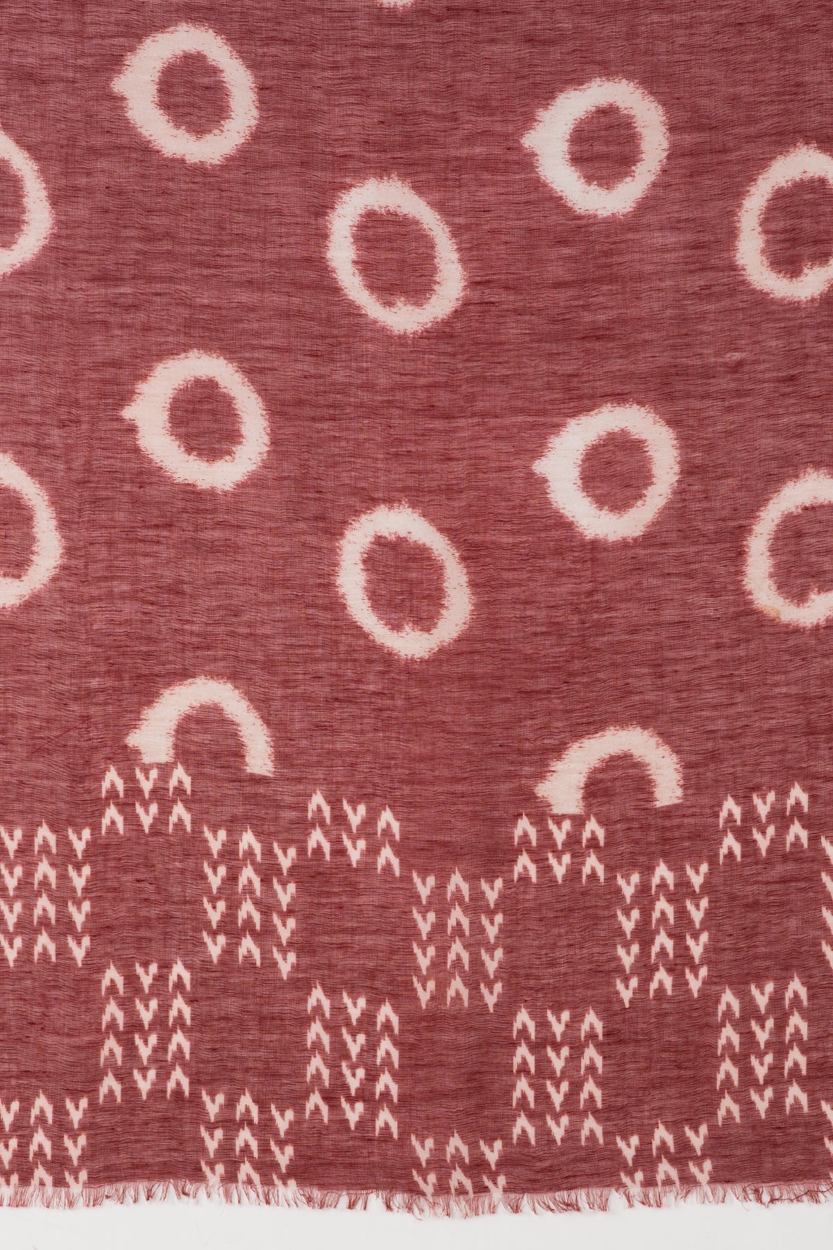 Terracotta Circle and Chevron Linen Cotton Scarf 70 x 180cm