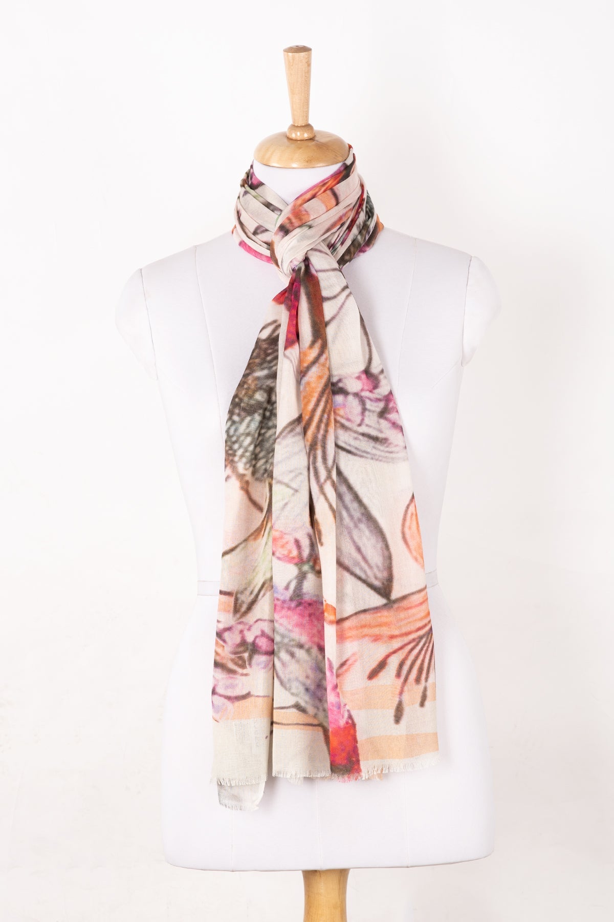Summer Floral Print Cotton Modal Scarf in Multicolour