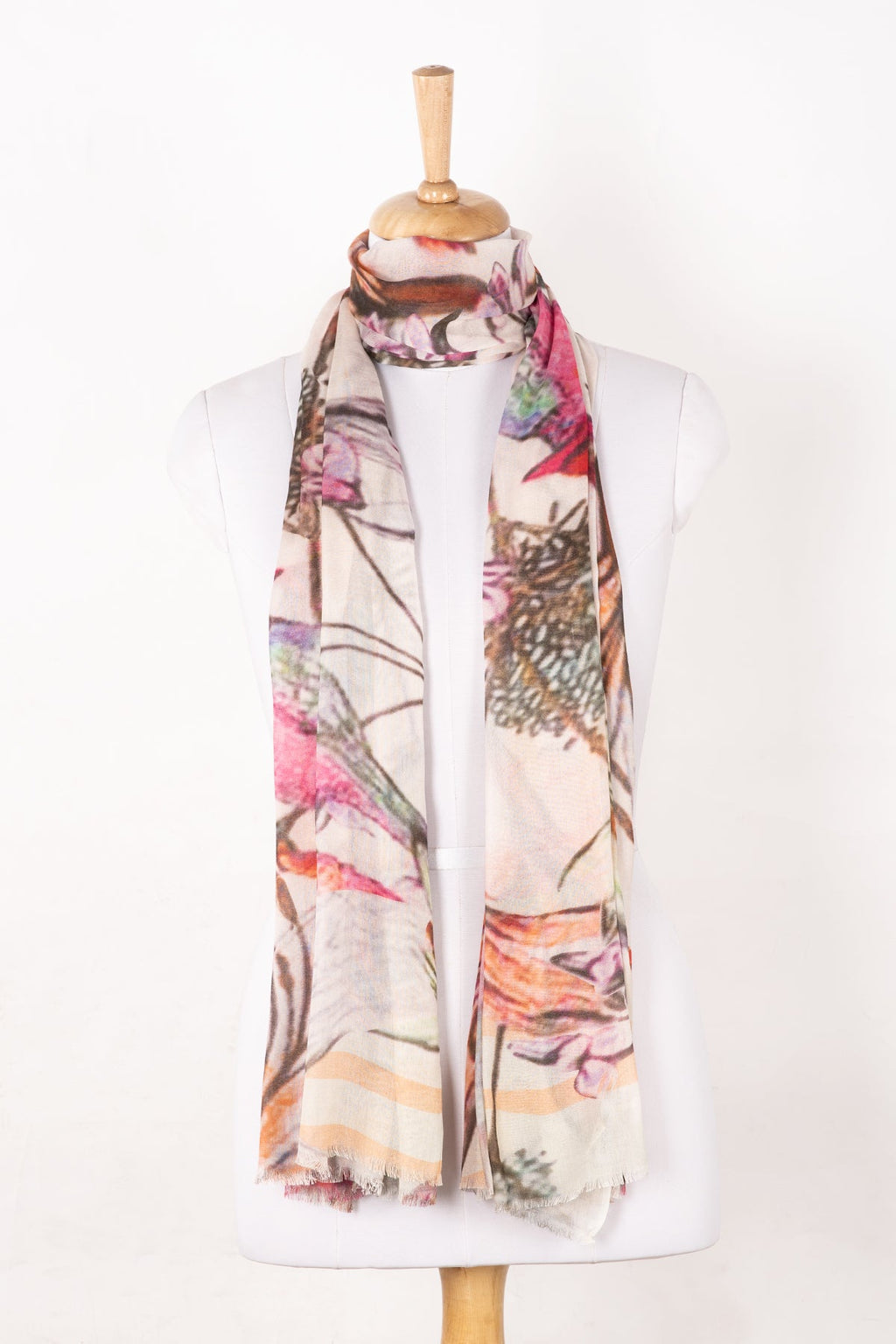 Summer Floral Print Cotton Modal Scarf in Multicolour