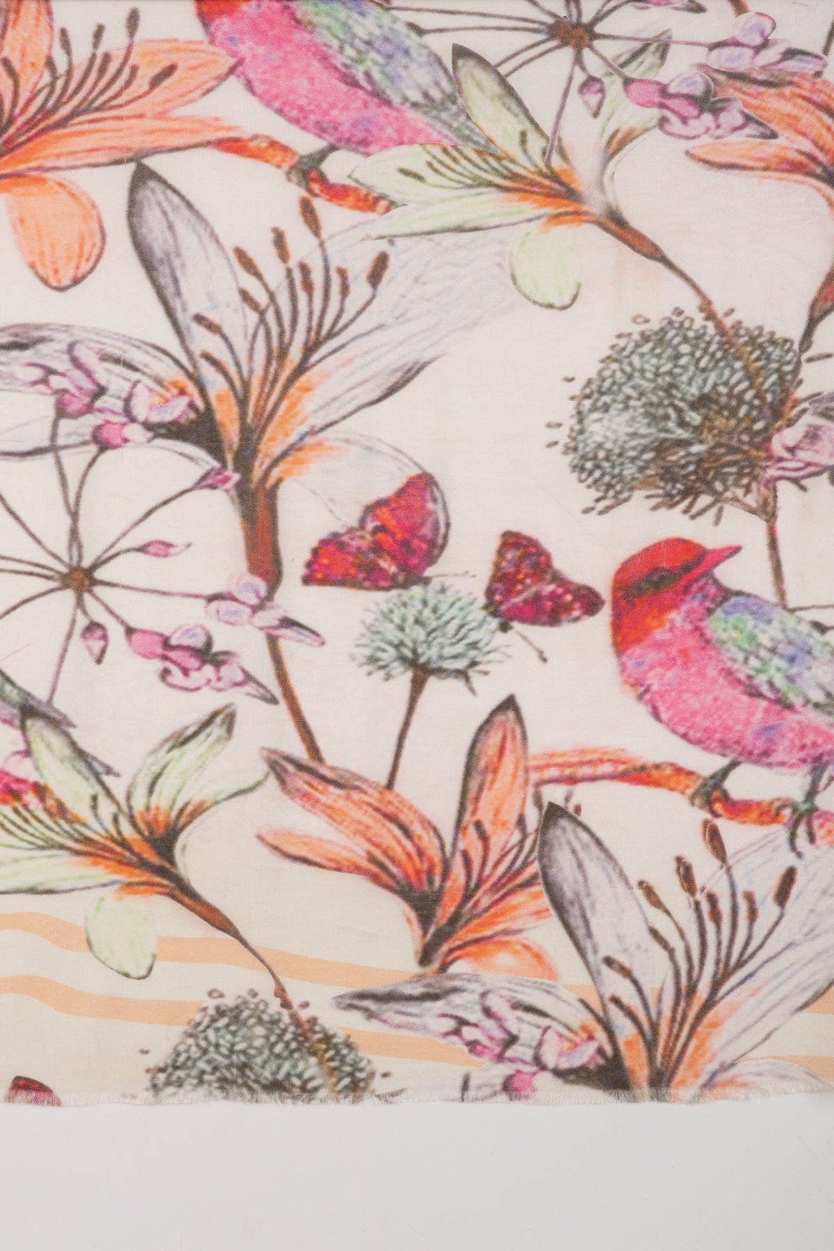 Summer Floral Print Cotton Modal Scarf in Multicolour