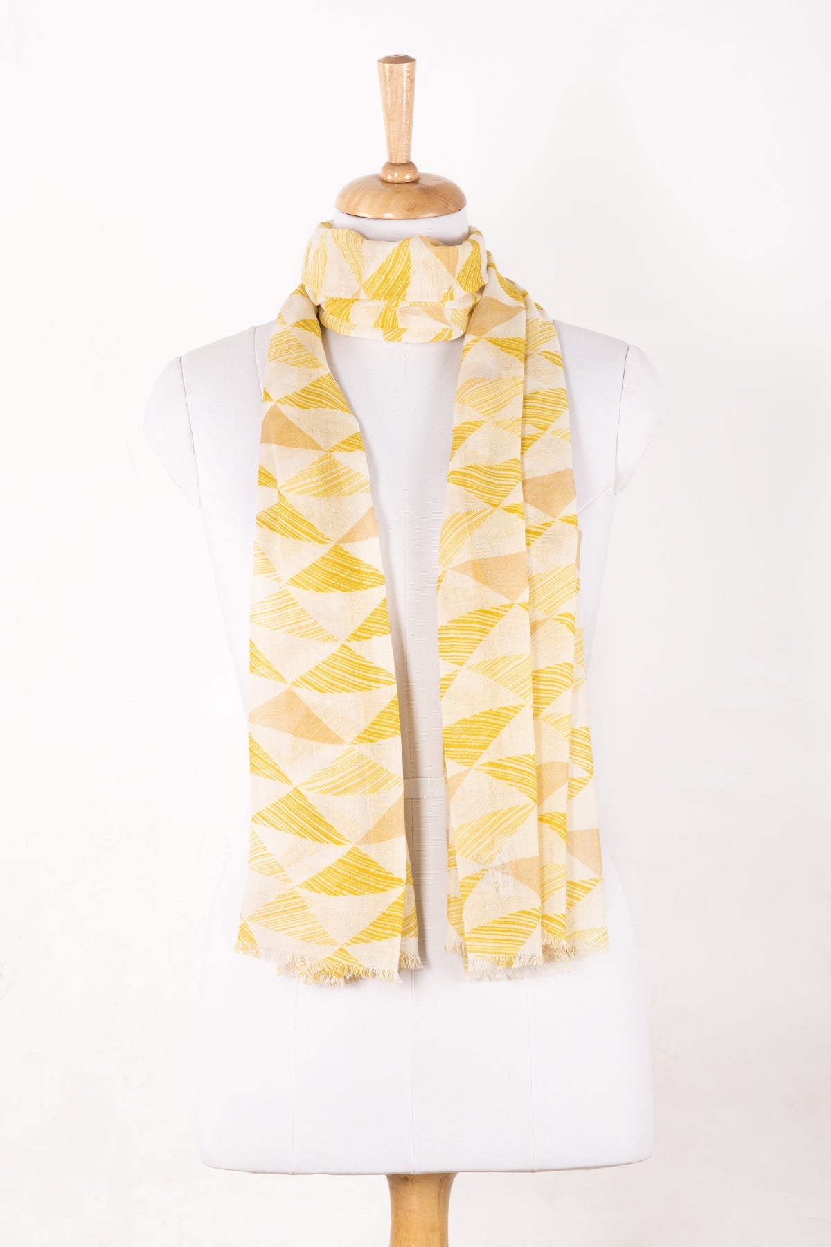 Lime Multi Triangle Print Cotton Modal Scarf