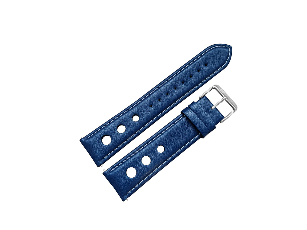Blue Leather Rally Watch Strap 22mm