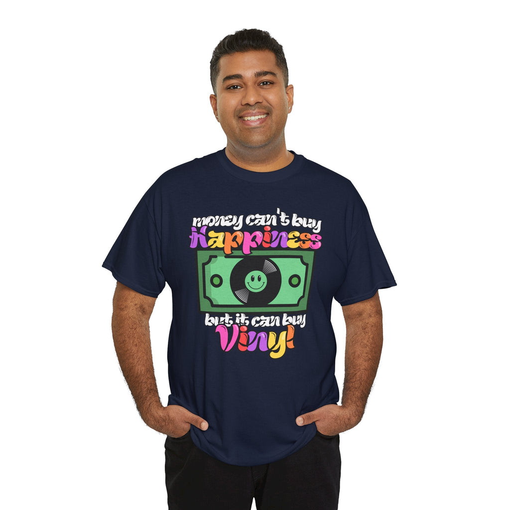 Money Can't Buy Happiness Men's Vinyl Record T-Shirt