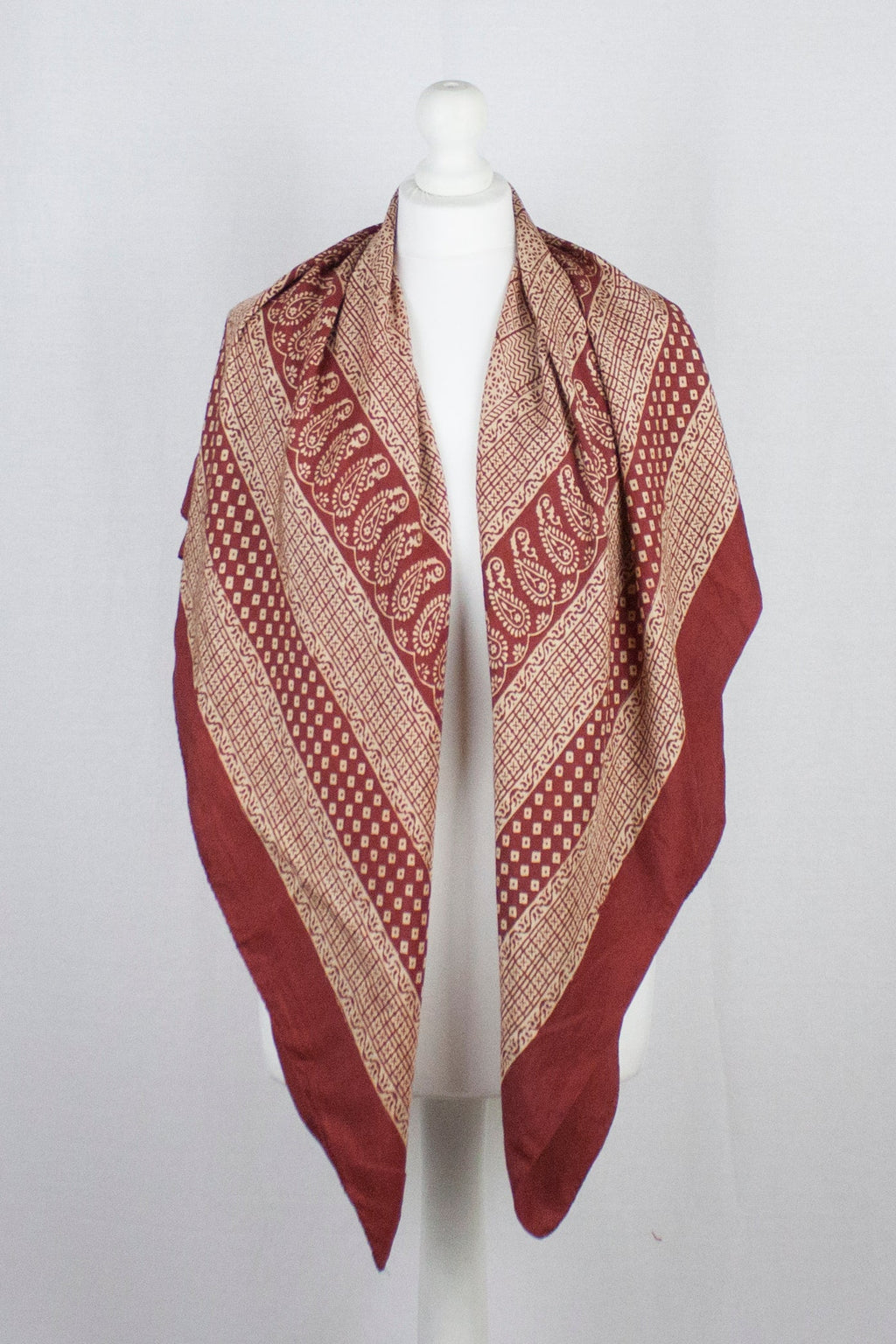 Red Checks Mix Print Silk Square Scarf