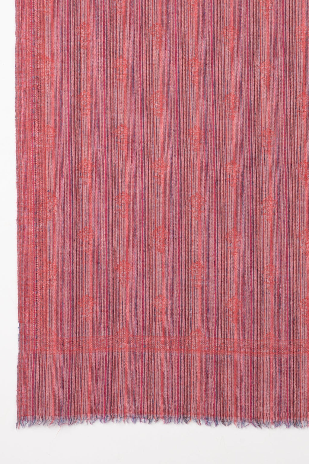 Pink Paisley Stripe Jacquard Merino Wool Scarf