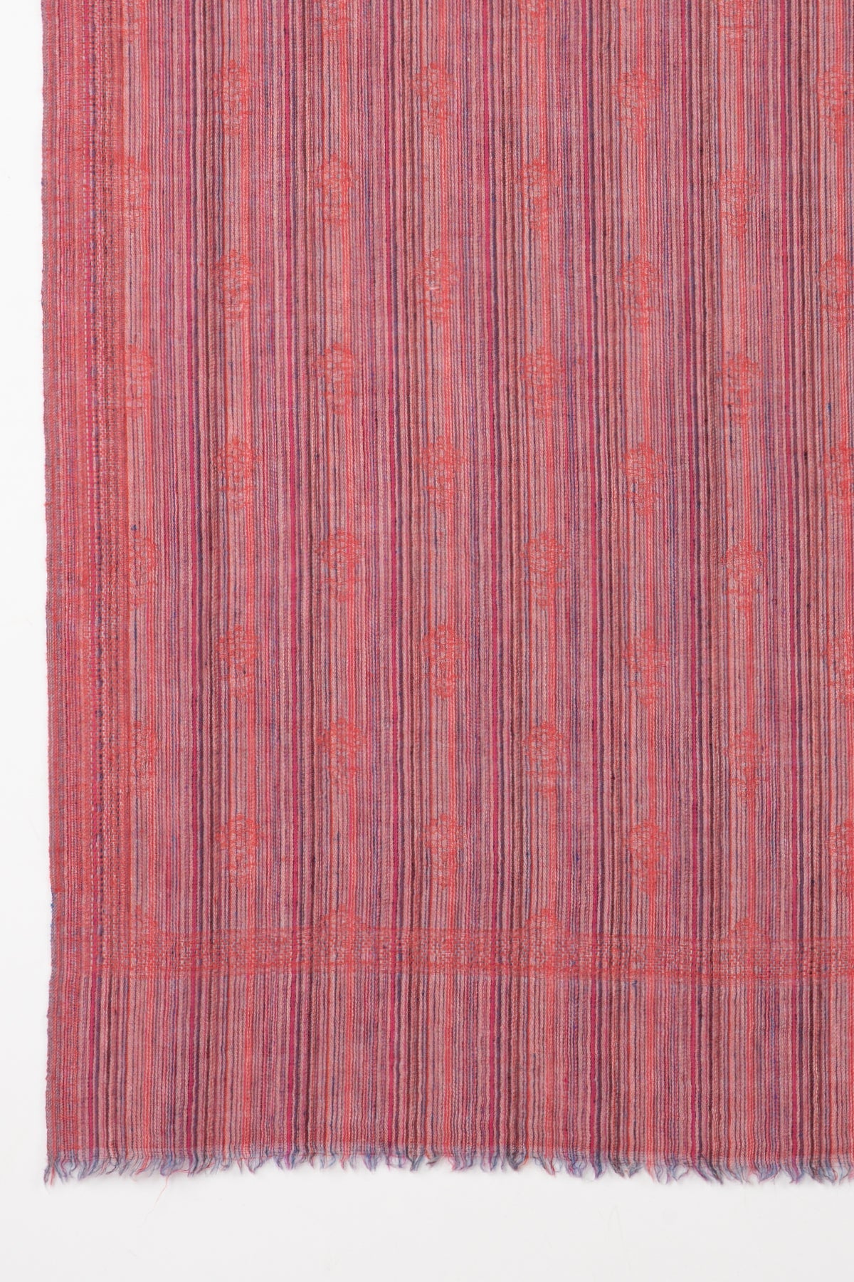 Pink Paisley Stripe Jacquard Merino Wool Scarf