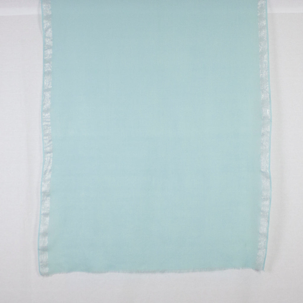 Mint Green Merino Wool Scarf with Silver Lurex Border