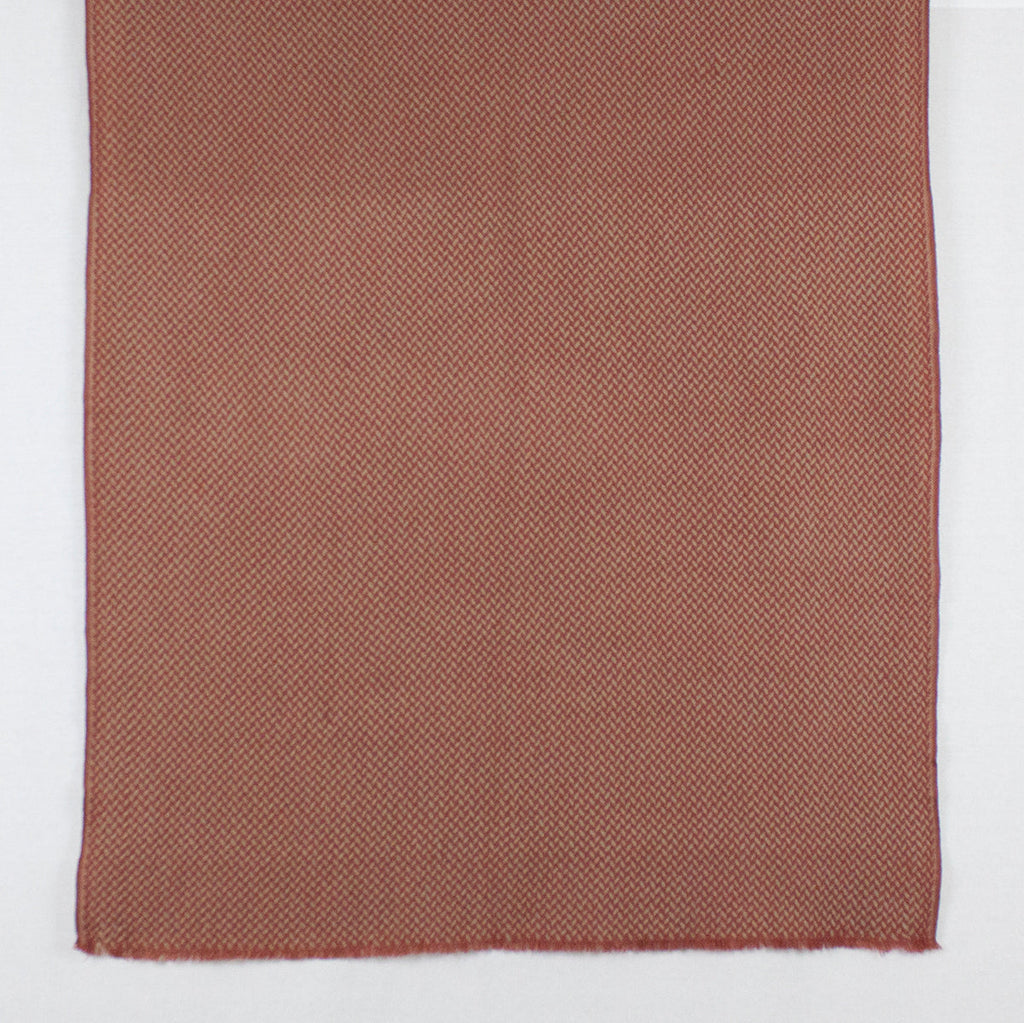 Chevron Weave Two Tone Merino Wool Scarf in Orange Beige