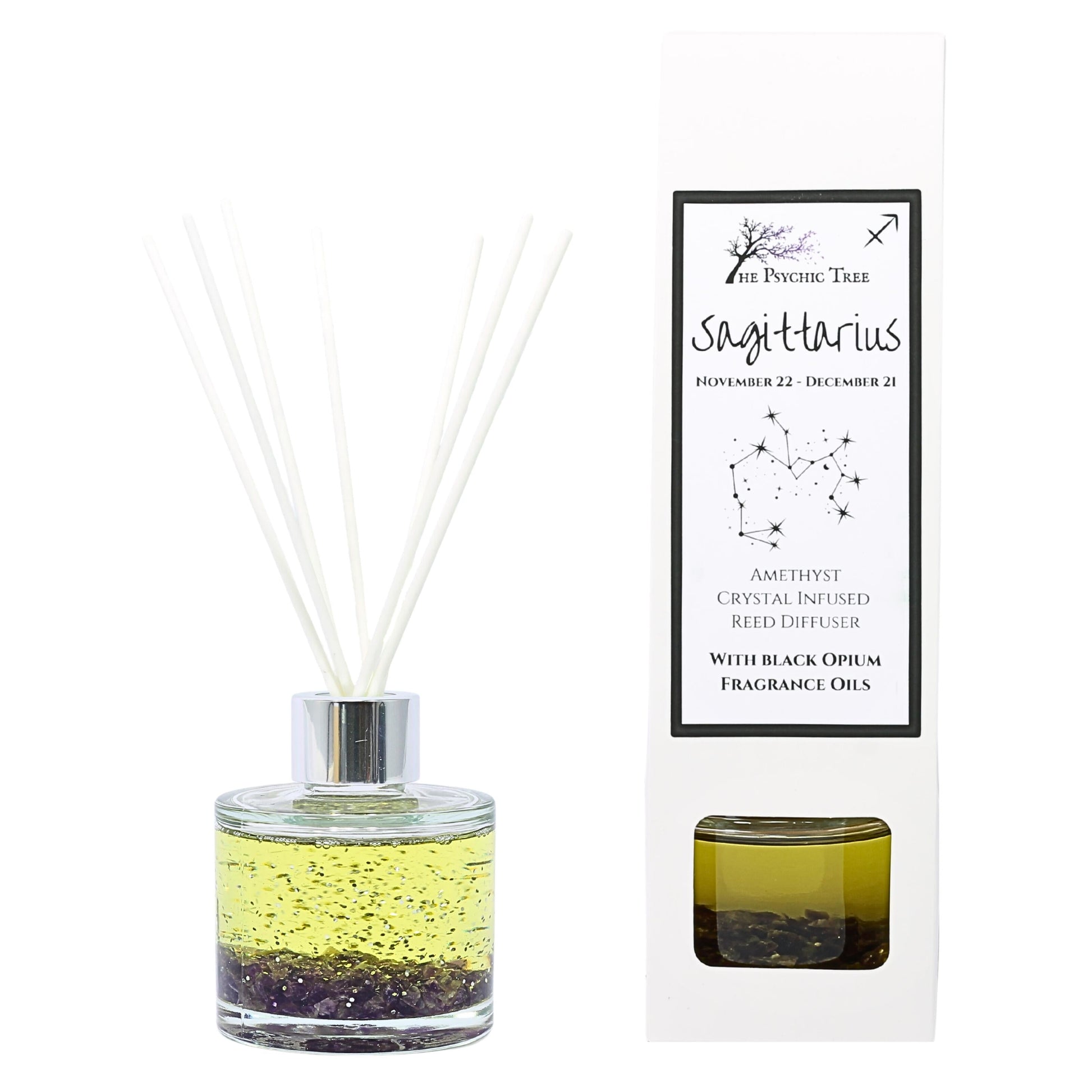 Sagittarius Zodiac Crystal Reed Diffuser with Amethyst