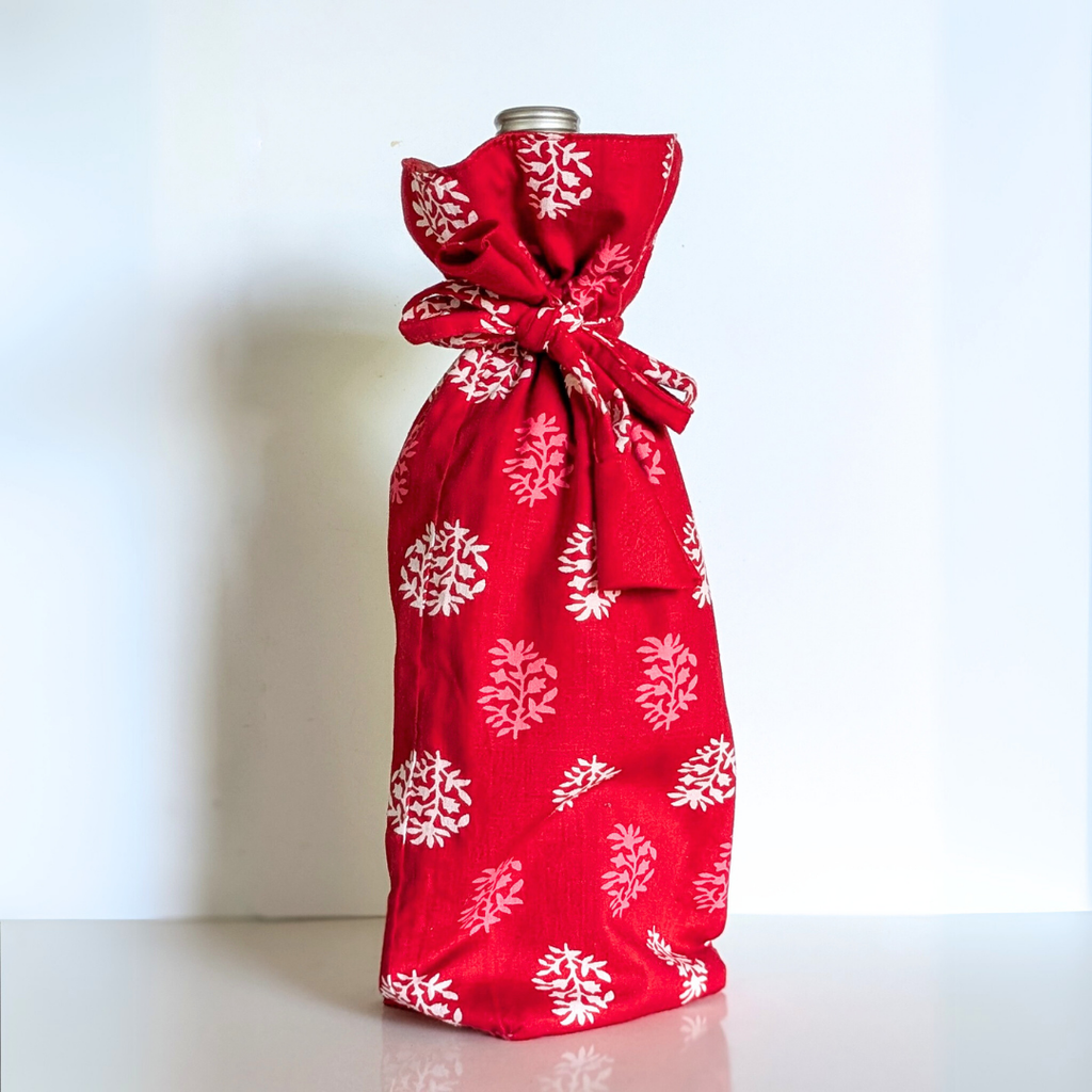 Reusable Kalamkari Cotton Bottle Bags Handmade in India