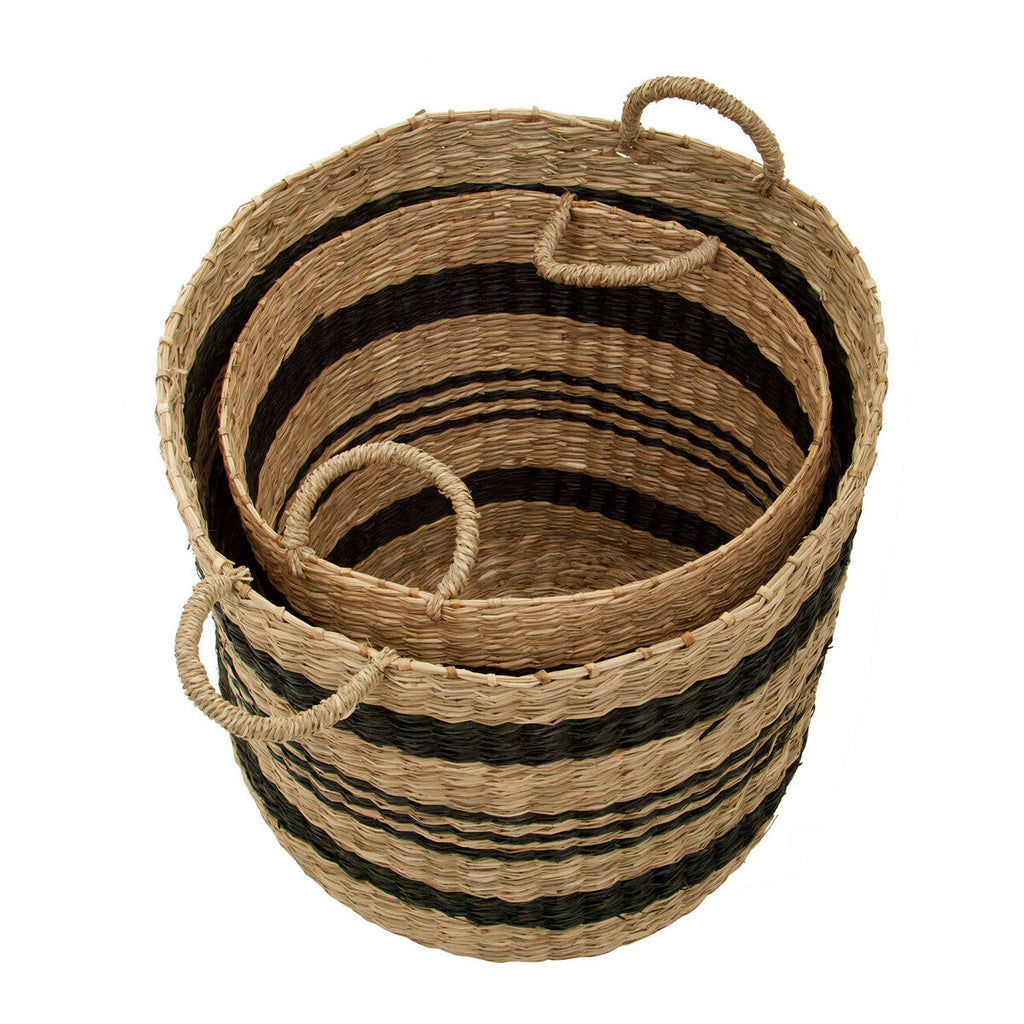 Set of 2 Seagrass Baskets with Black Stripes | Arles