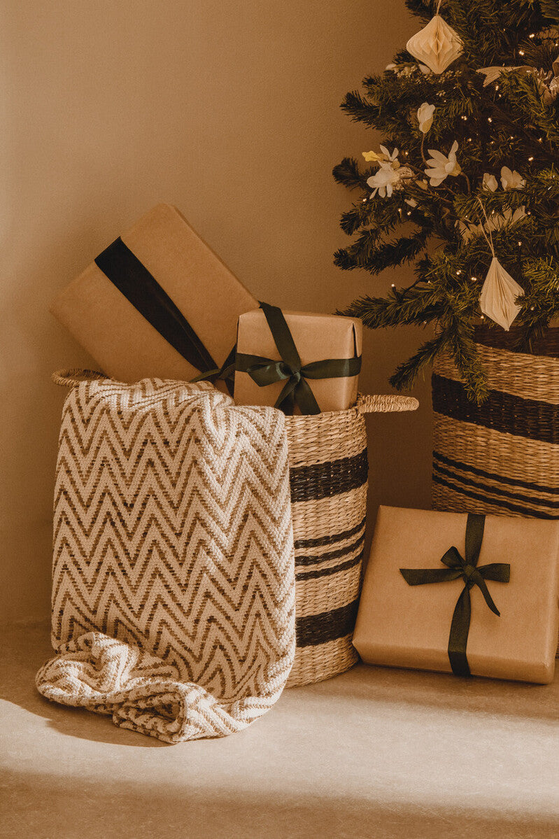 Set of 2 Seagrass Baskets with Black Stripes | Arles