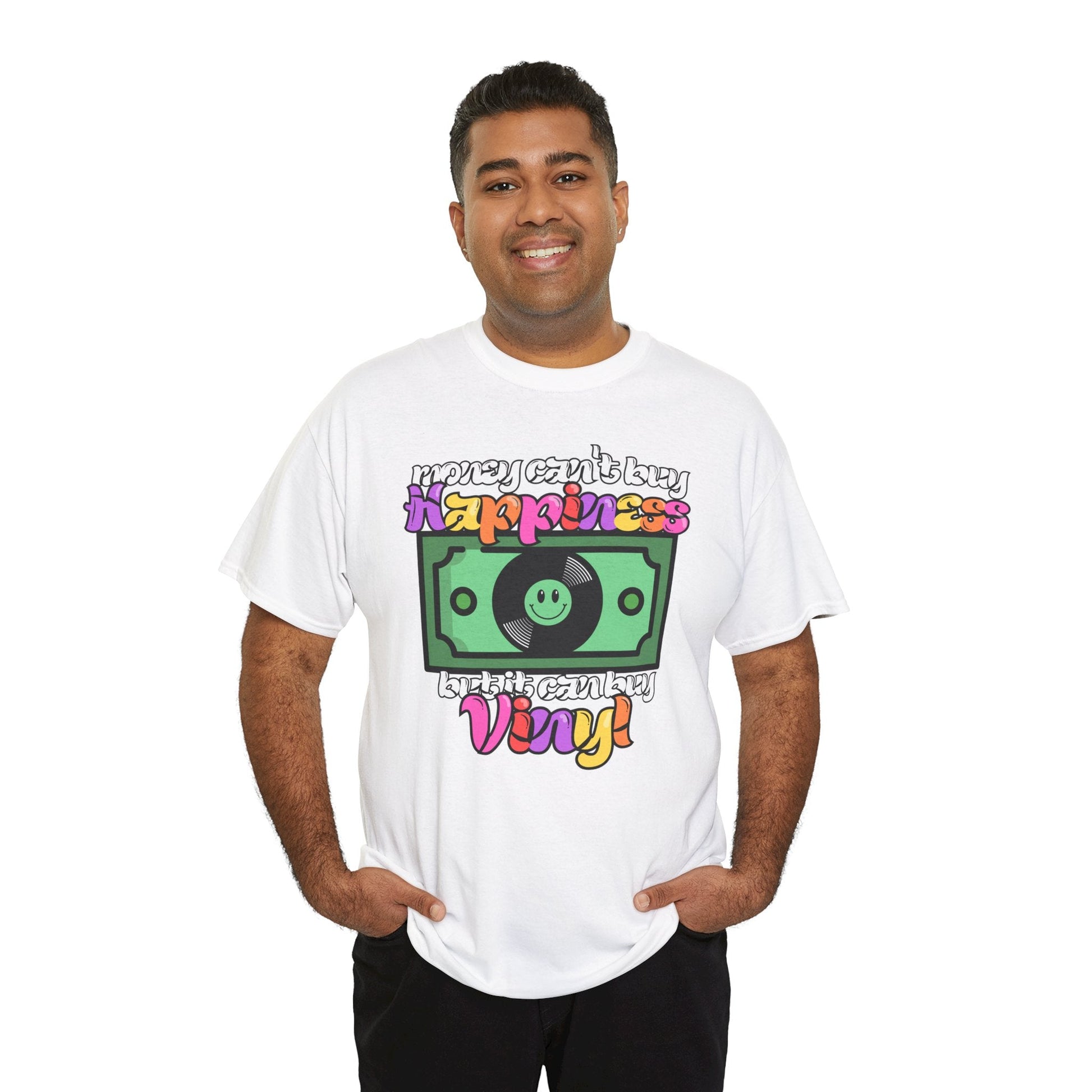 Money Can't Buy Happiness Men's Vinyl Record T-Shirt