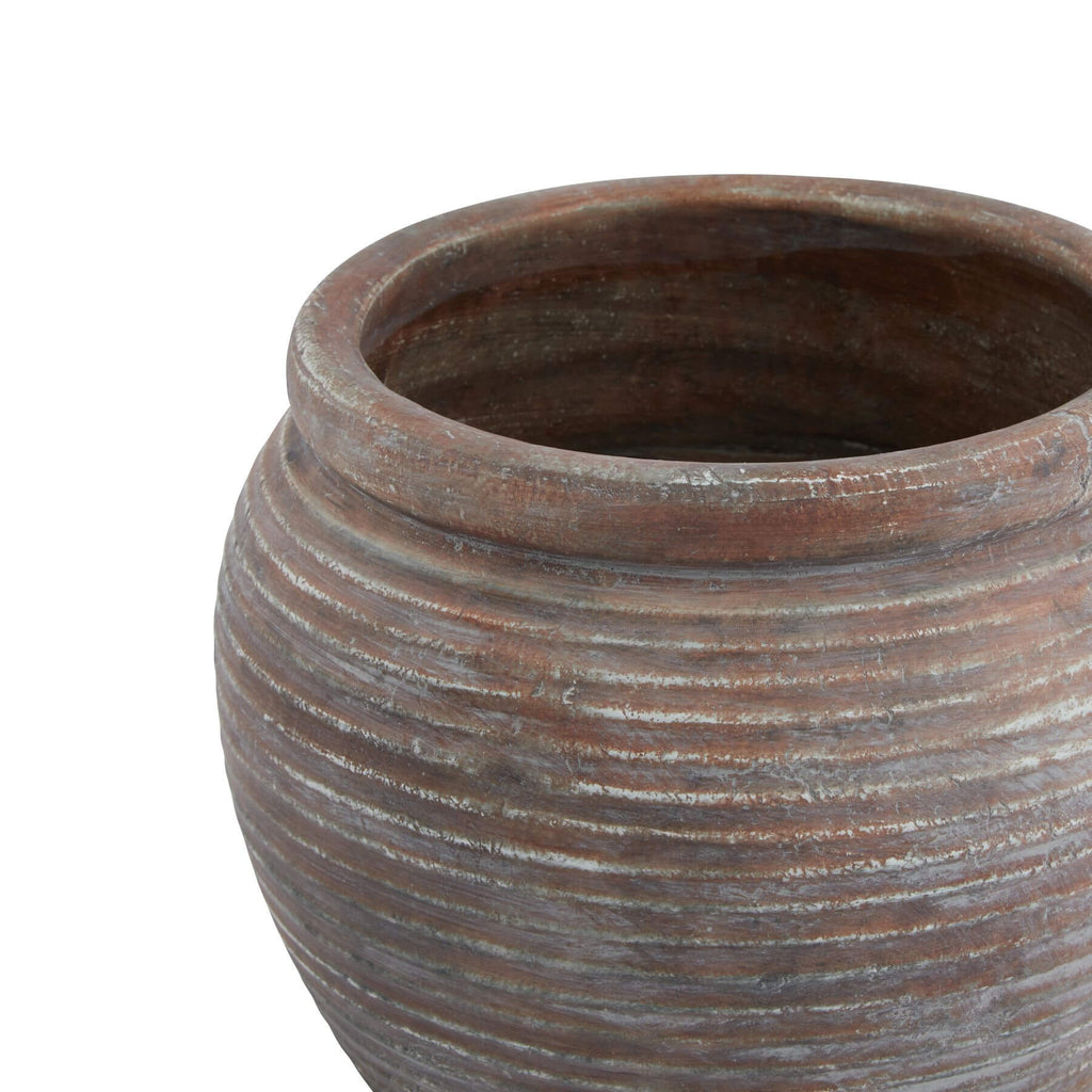 Brown ceramic Siena collection plant pot with rustic rim, 20cm height, Mediterranean-style for real or artificial flowers by Sostter at brixbailey.com