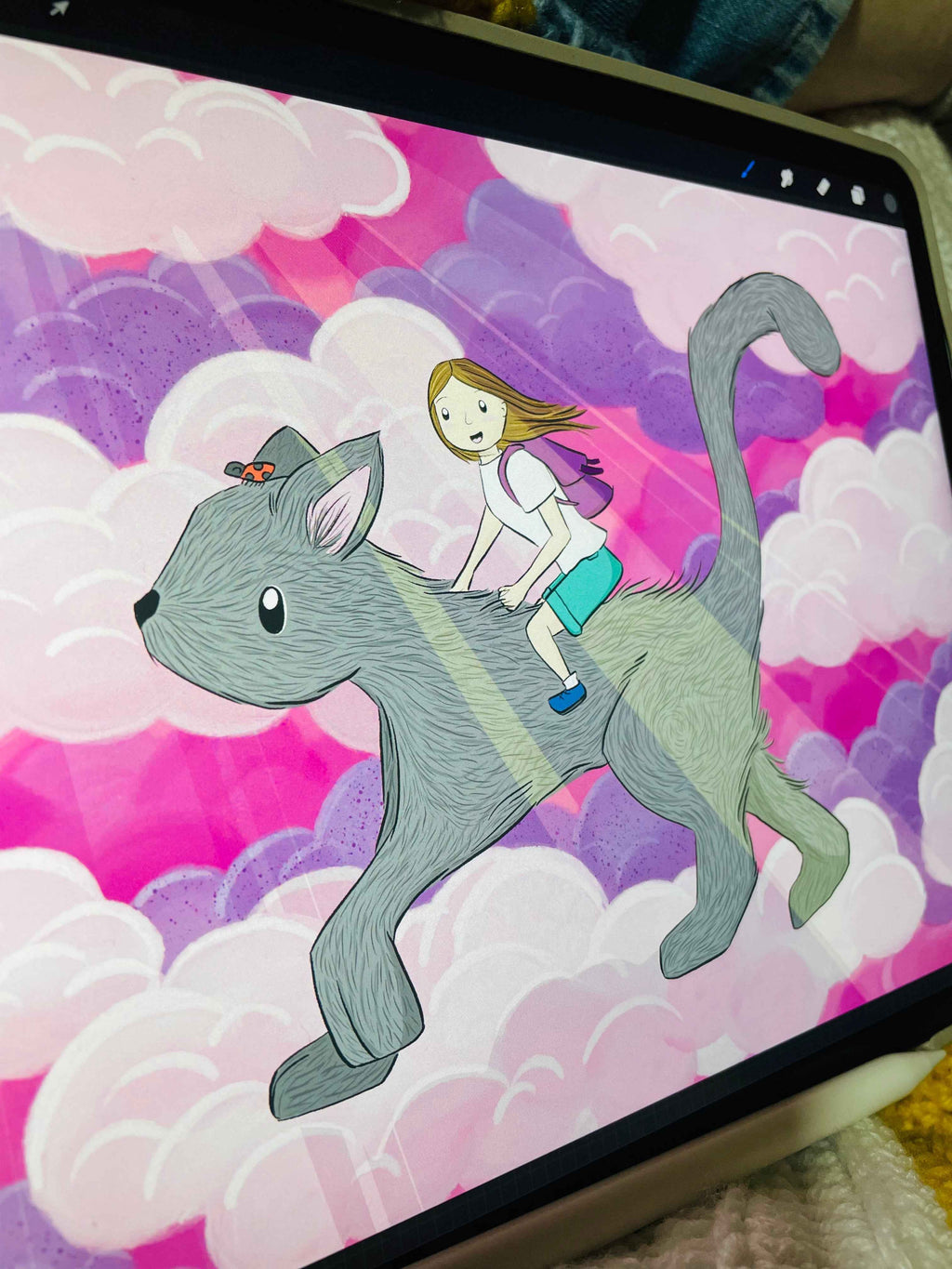 Riding into Dreams Cat Art Print