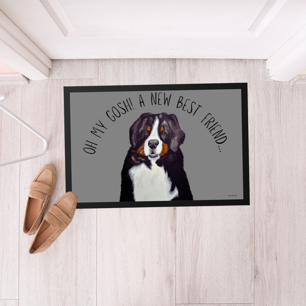 Bernese Mountain Dog Doormat Welcome Friend